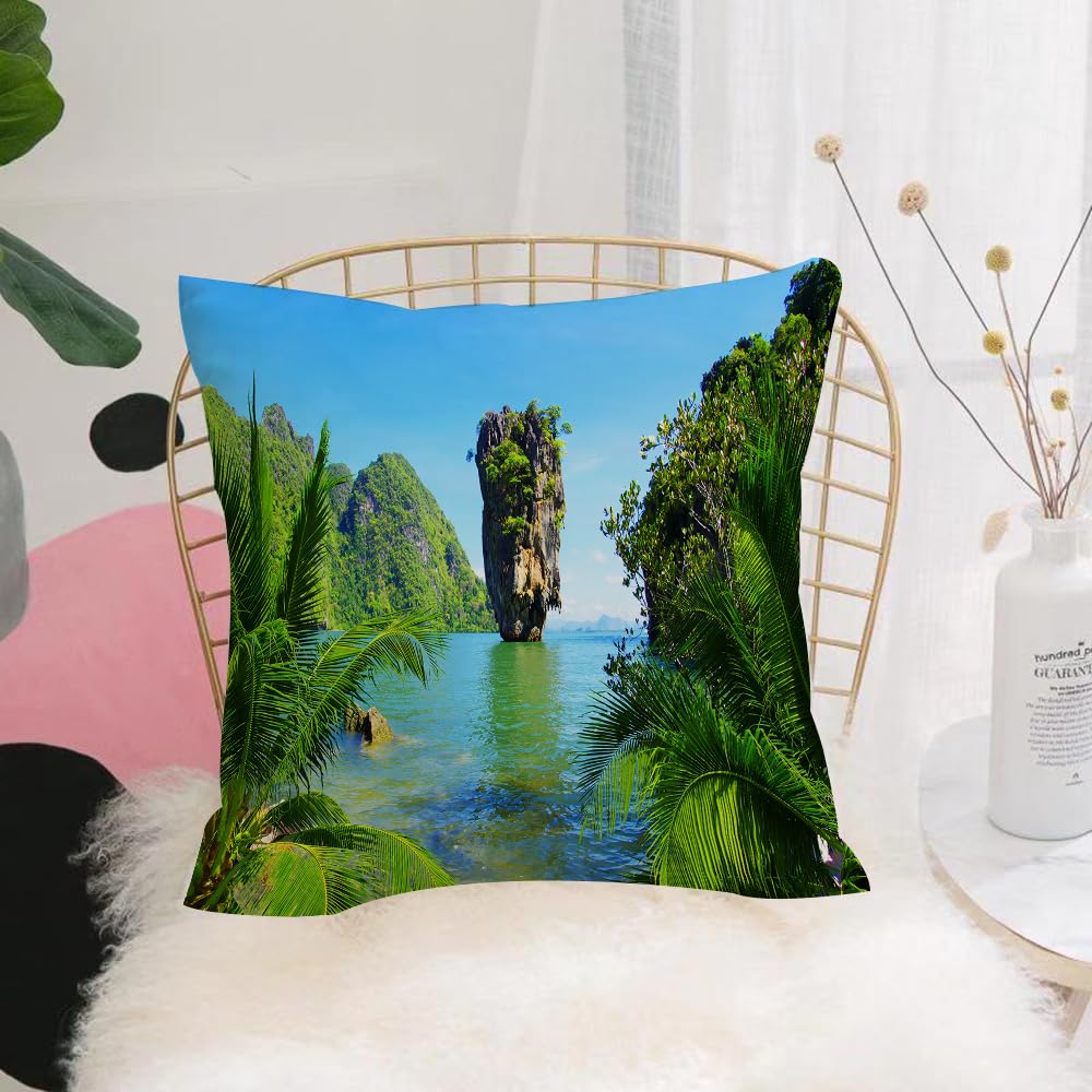 HYOSXW Cushion Cover,Throw Pillow Case Home Decorative for Living Room Bedroom Sofa Chair 16X16 Inch,Island, island Phang NGA in Thailand filming cliff geological,Pillowcase 40X40cm