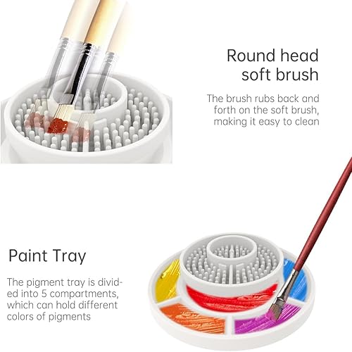 Miniatura 9 de Enjuague de pinceles, limpiador de pinceles, taza de enjuague, taza de limpieza de silicona para acrílico, acuarela y medios a base de agua, verde