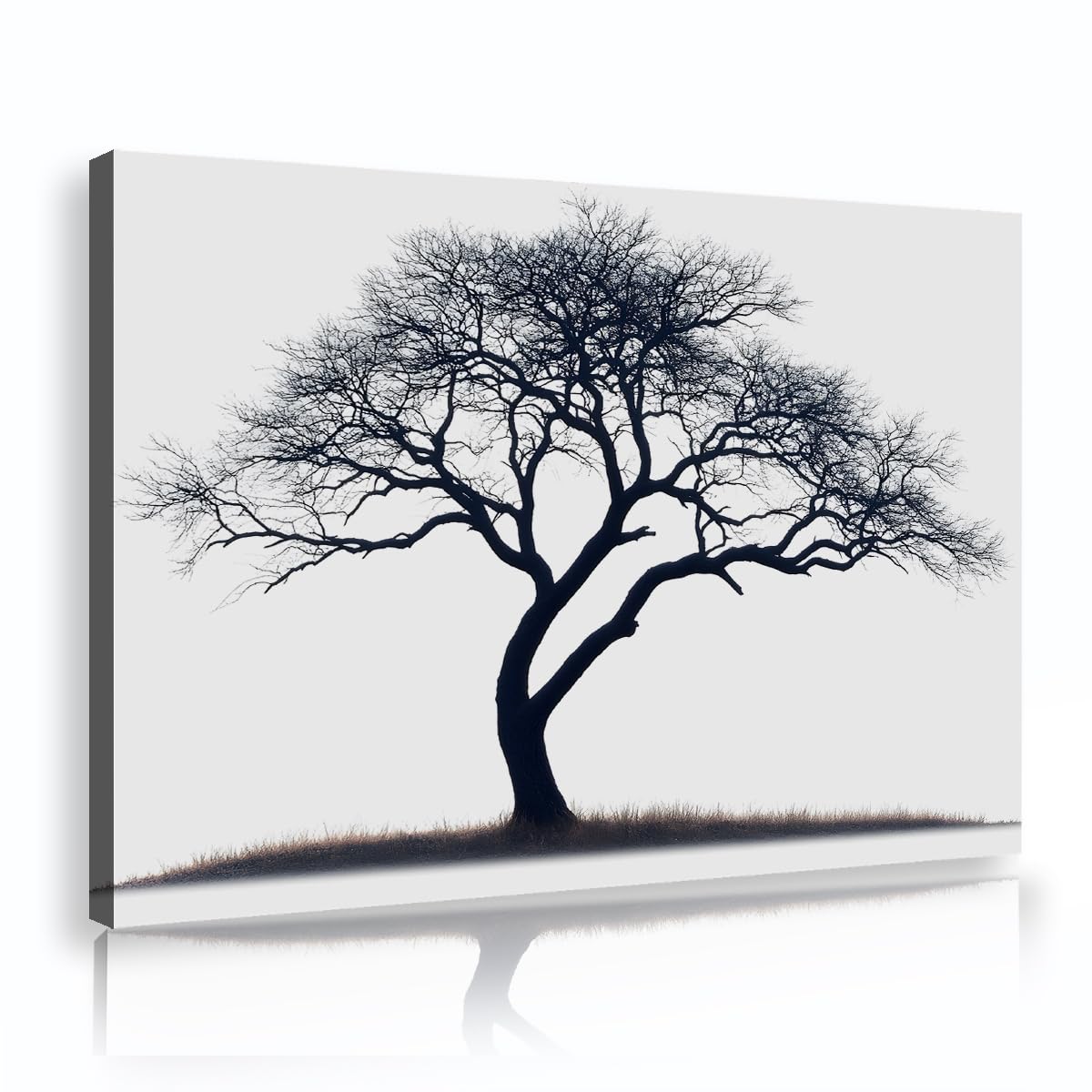 Via Vela Minimalist Bare Tree Framed Canvas Wall Art for Living Room Modern Decor Zen Black Silhouette Oak Branch Poster Prints for Bedroom Office Corridor 70x110cm