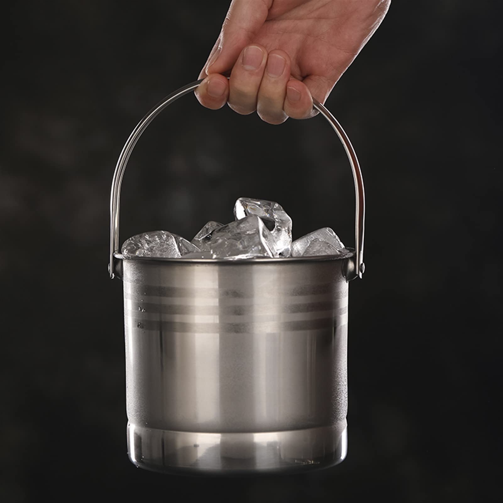 Saturey EIN Eiskübel Edelstahl-EIS-Eimer-Behälter, Bar Eiskübel Service for Home Bar, die Bier und Wein kühlt Eiskühler Sektkühler Eiswürfelbehälter