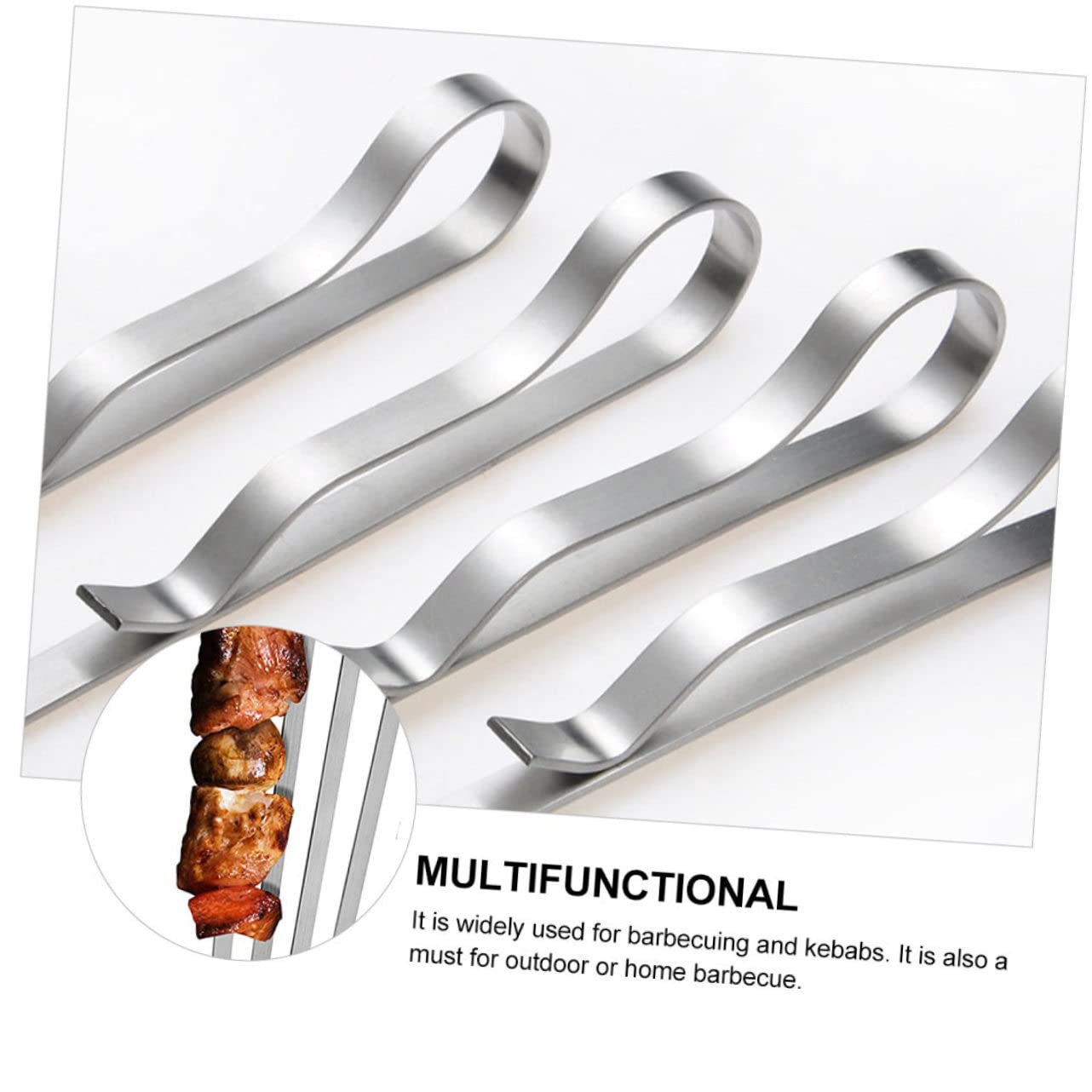 SePkus 6 Stück stiftclipförmige Backstäbchen, wiederverwendbar, Kabob-Stäbchen, Grill-Kabob-Stäbchen, Bratstäbchen, Grillnadel, Grillspieß, Schweinebraten, Grillspieß, Edelstahl-Grill-Lammstäbchen