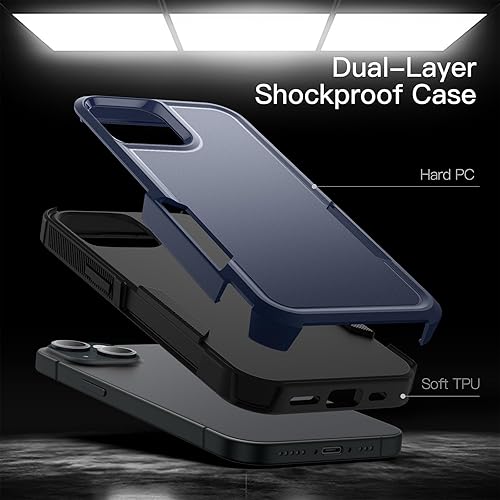 Miniatura 8 de JETech Funda para iPhone 15 de 6.1 pulgadas, resistente de doble capa de protección resistente, a prueba de golpes, con parte trasera mate (negro)