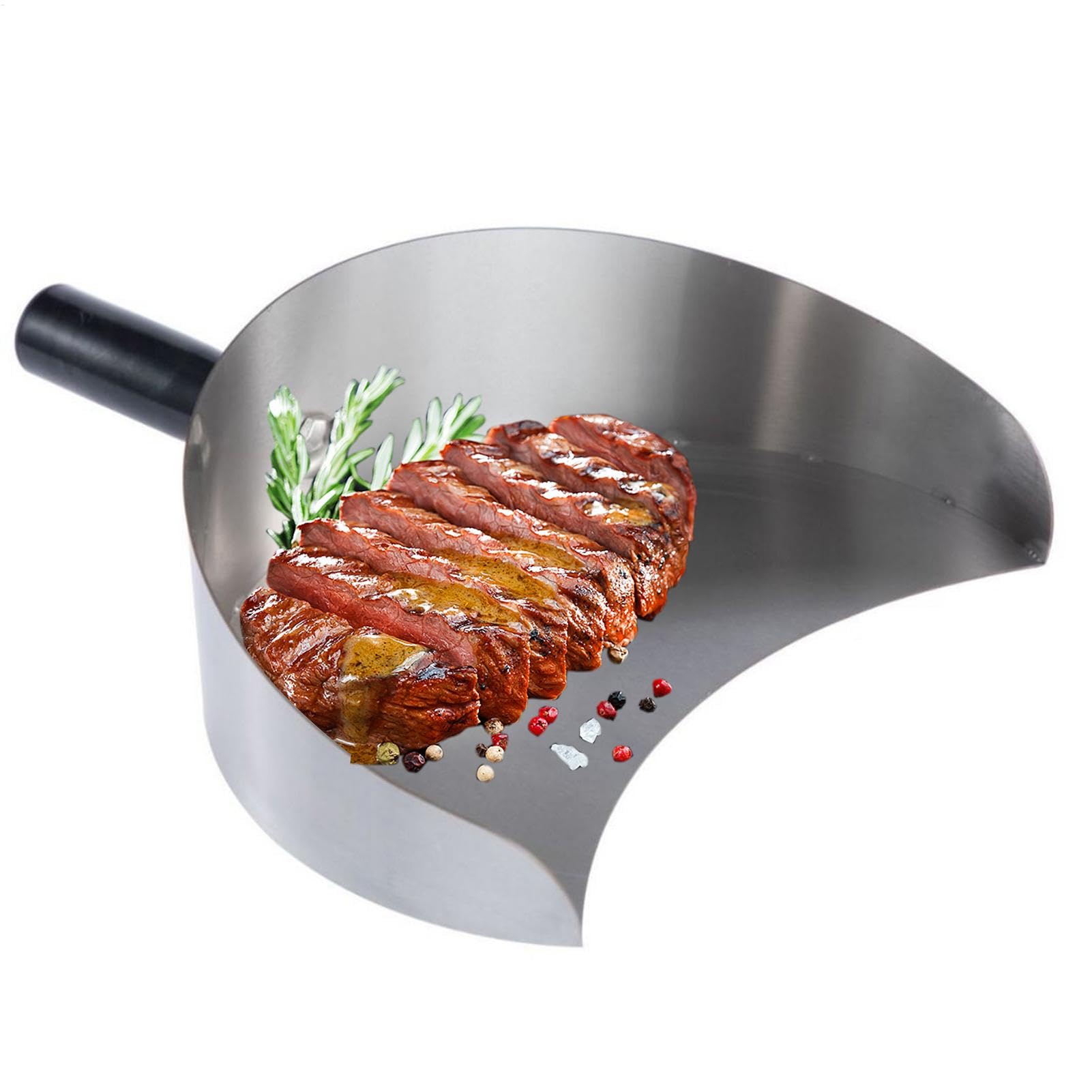 Generisch Meat Catcher Pan, Stainless Steel Barbecue Shovel, 3.15in Handheld Rotisserie Catcher, Shawarma Machine, Doner Kebab Grill, BBQ Cooking Tool for Meat Collection