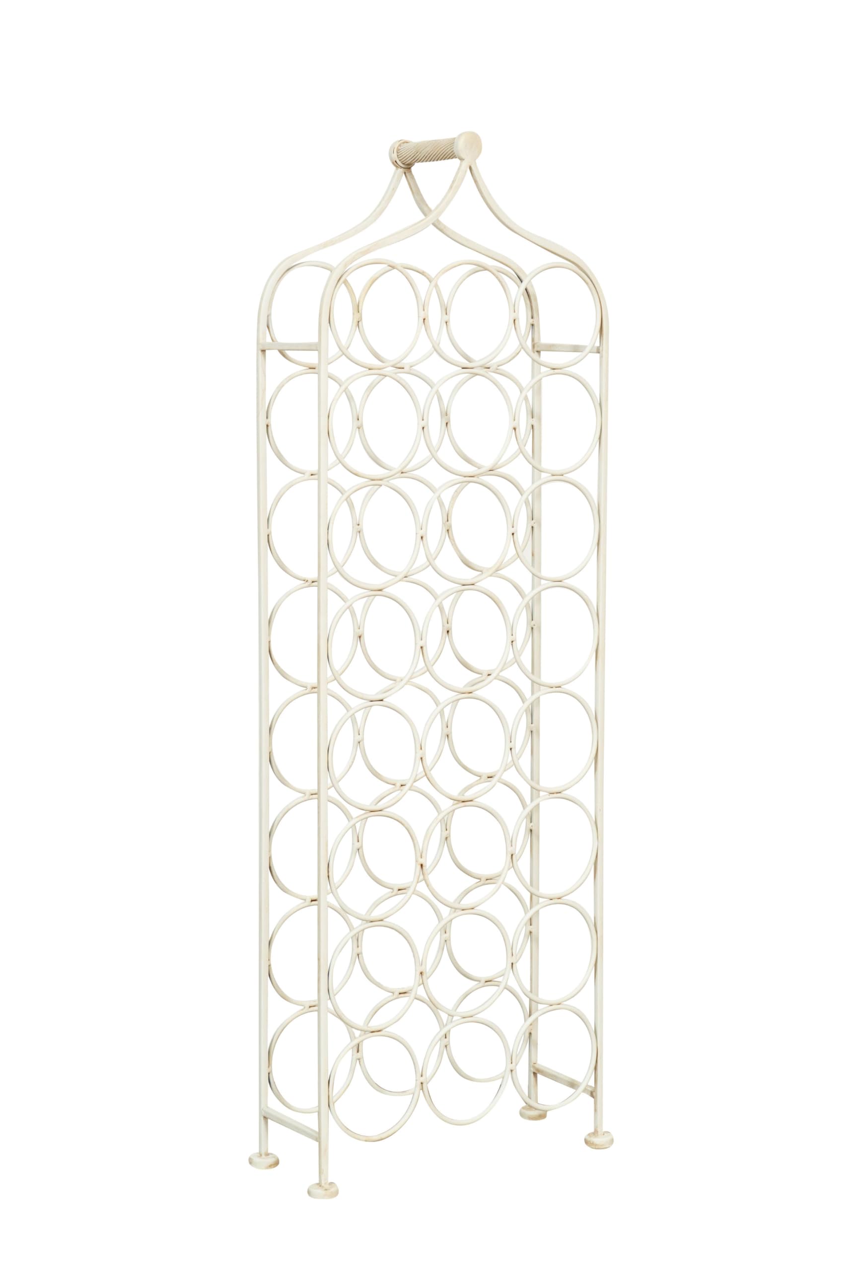 Biscottini Portabottiglie Vino in Ferro 36x16x106 - Portavini - Porta Bottiglie Vino in Metallo Capienza 24 Bottiglie - Cantinetta Vino Finitura Bianca antica - Espositore - Portabottiglie Cucina Bar