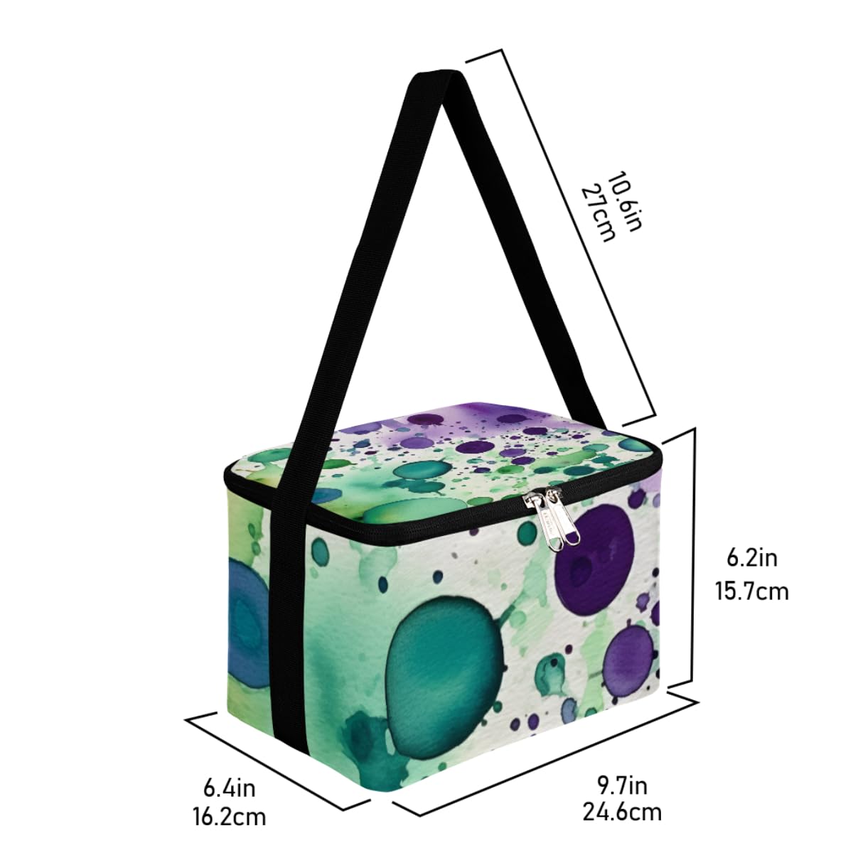 GzLeyigou Lunch Bags for Women Men 9 Cans,Watercolor Dots Hot & Cold Food Delivery Bag Insulated Grocery Bag Insulated Lunch Box Ink Splashes Cooler Bag for Office Work Picnic Beach