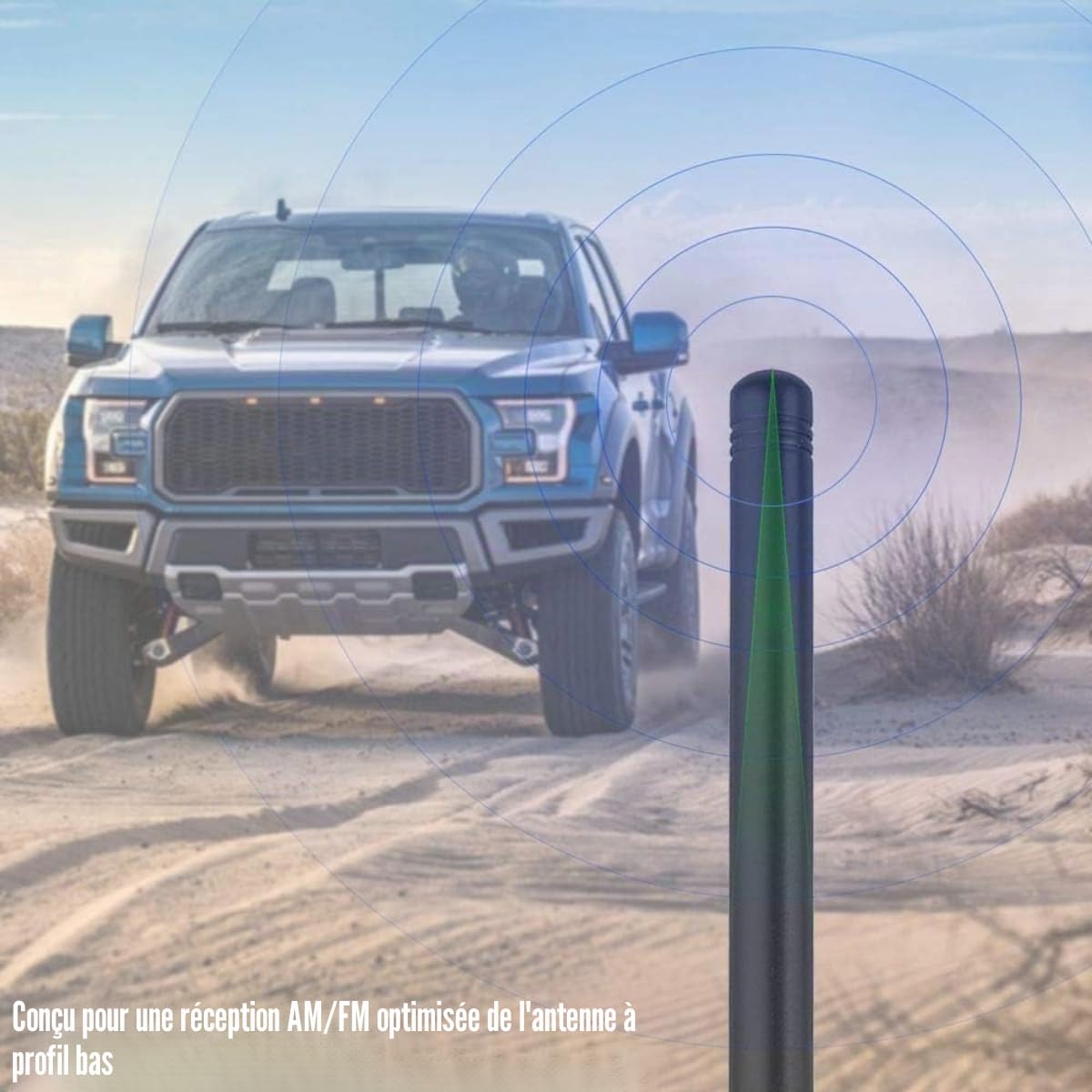 Antenne 7,5" pour Wrangler Gladiator 1997-2024 TJ JK JKU JL JLU Ford F150 Antenne courte de mise à niveau pour réception FM/AM