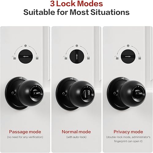 Miniatura 4 de Lockin Cerradura de puerta de huellas dactilares 4 en 1, perilla de puerta inteligente con cerradura, cerradura de puerta biométrica con control de