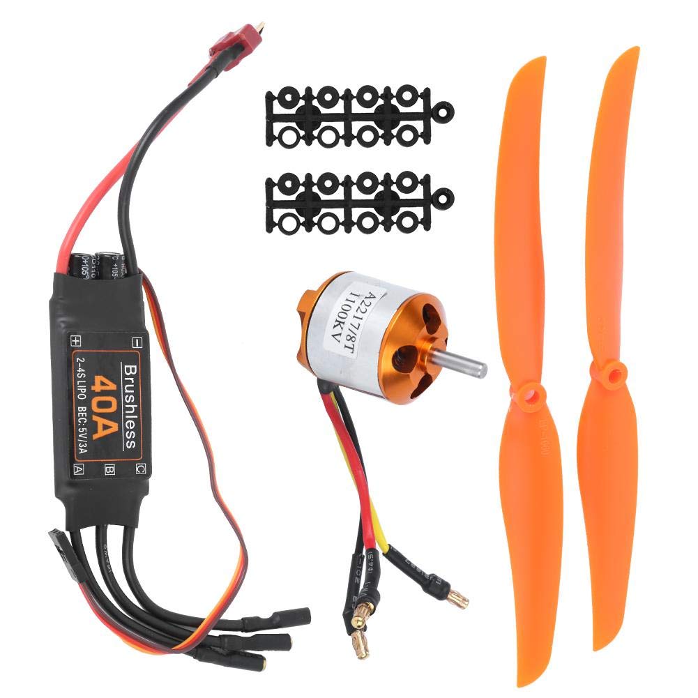 Dilwe Kit di Alimentazione Aereo RC, Motore Brushless 1100KV 40A ESC SG90 9G Servo 1060 Compatibile con Aereo RC(Motore 1100KV + ESC 40A + Servo 9G + 1060)