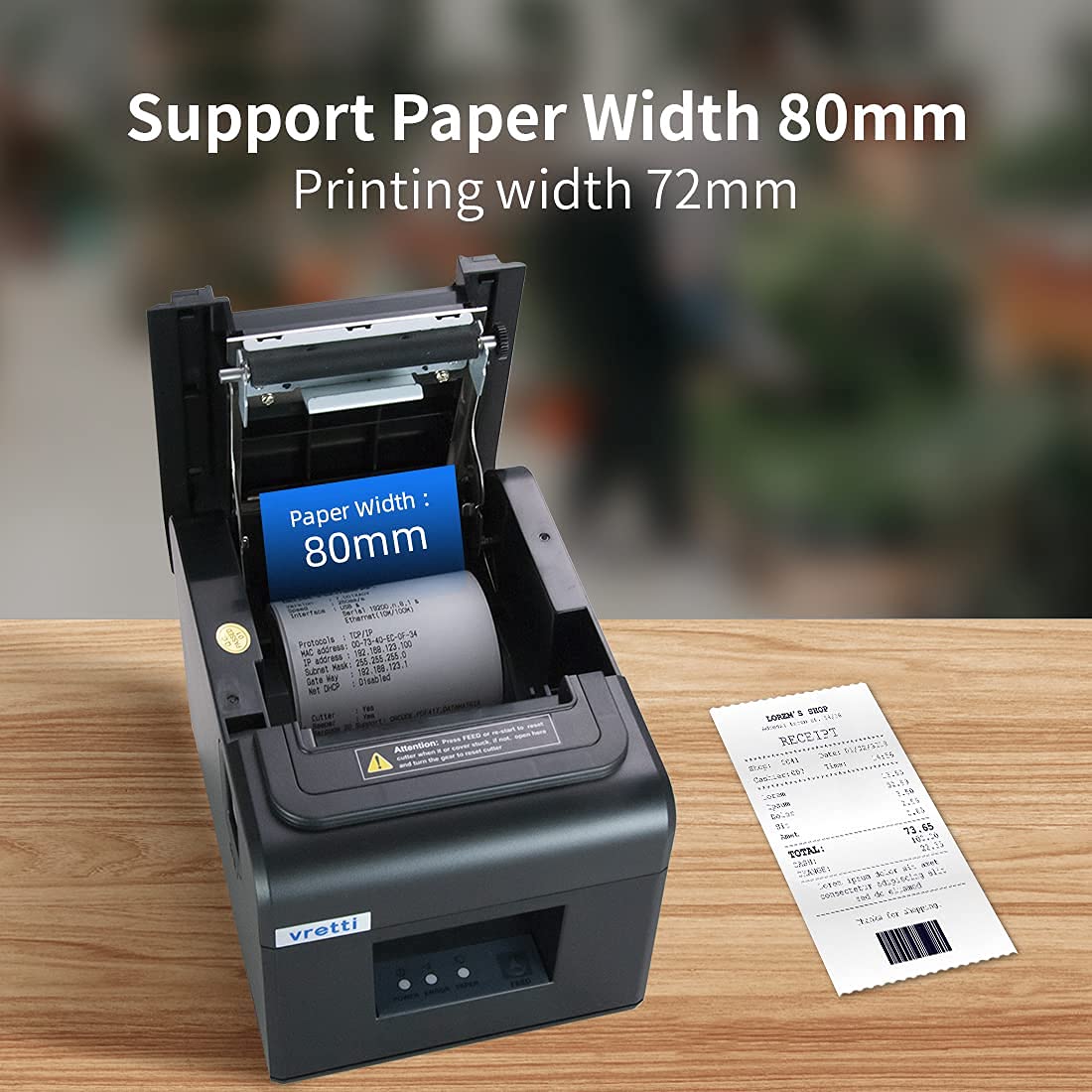 Buy Thermal Receipt Printer, 3'1/8 80mm Direct Thermal Printer with USB