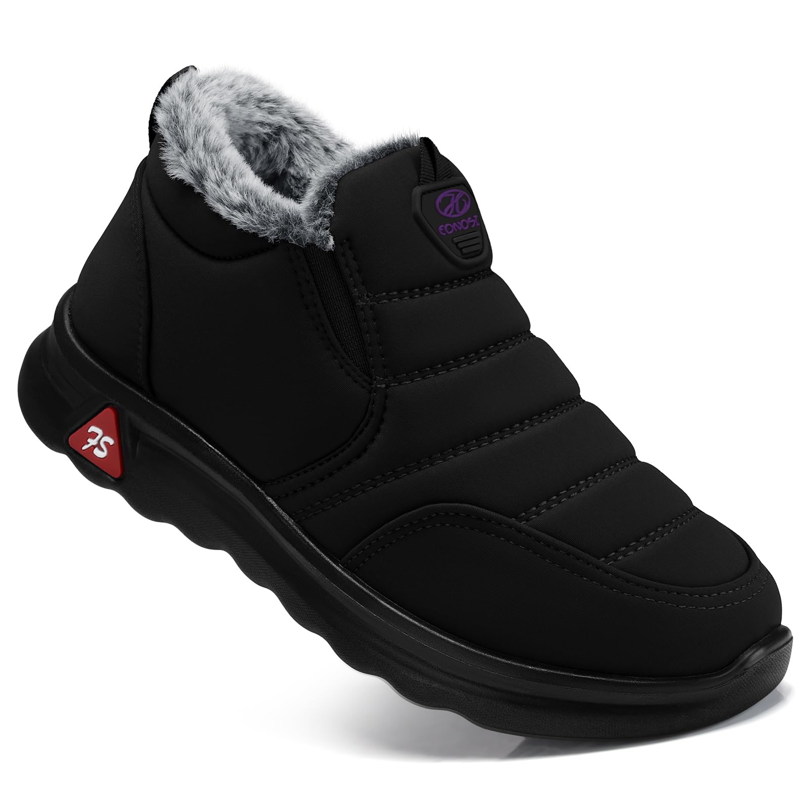 SHIBEVERWinter Boots for Women: Warm Fur Lined Slip on Ankle Snow Boots Comfortable Waterproof Anti-slip Outdoor Shoes