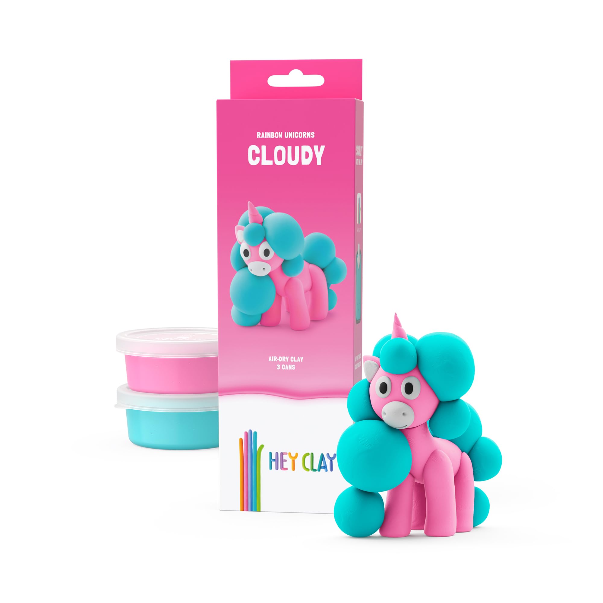 HEY CLAY Modeling Air-Dry Clay Kit for Kids Creative Gift Age 3+ (3 cans)