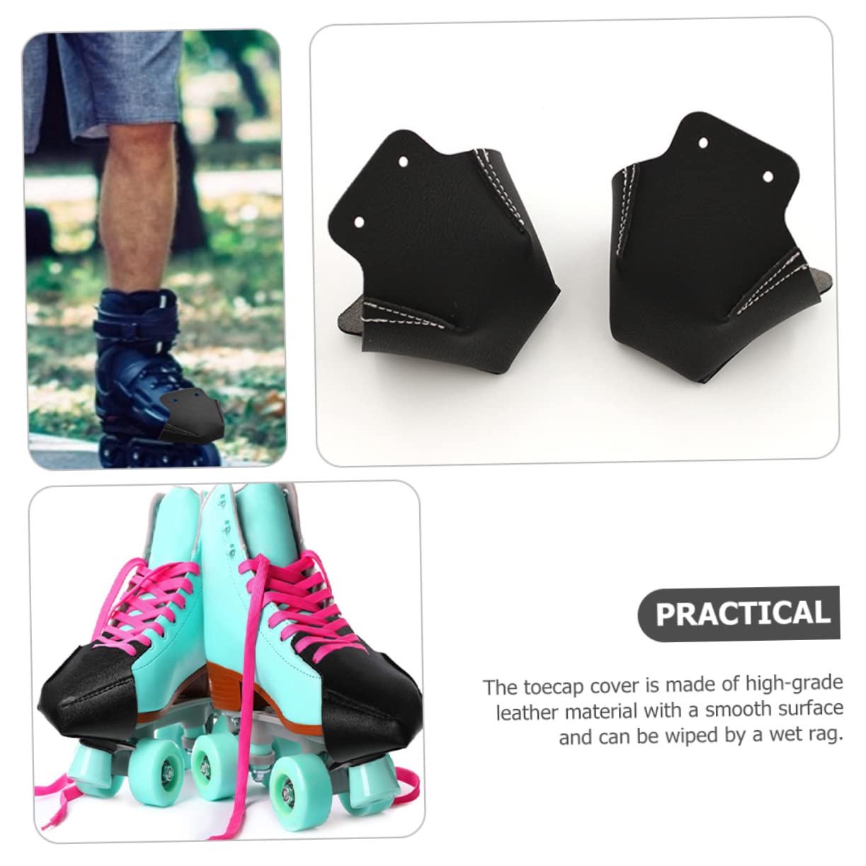 ibasenice Skate-Zehenschutz Kappen Separator Pads Schützend Beschützer Dein Für Bewachen Zehenschutz Rollschuhe Schlittschuhe Liefern Skates Zubehör Black Leder