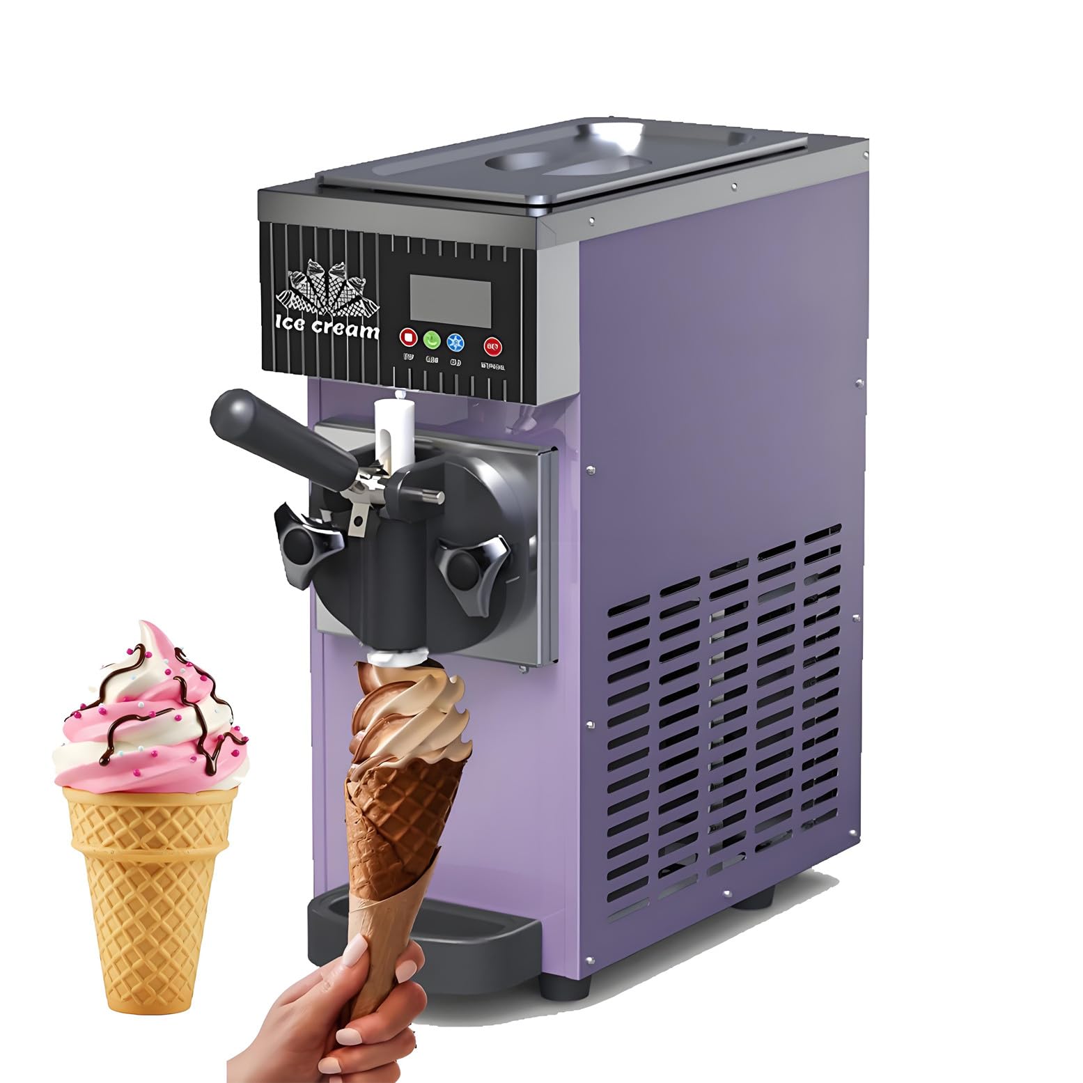 WYBYYDS Soft Serve Machine Countertop Ice Cream Maker Purple