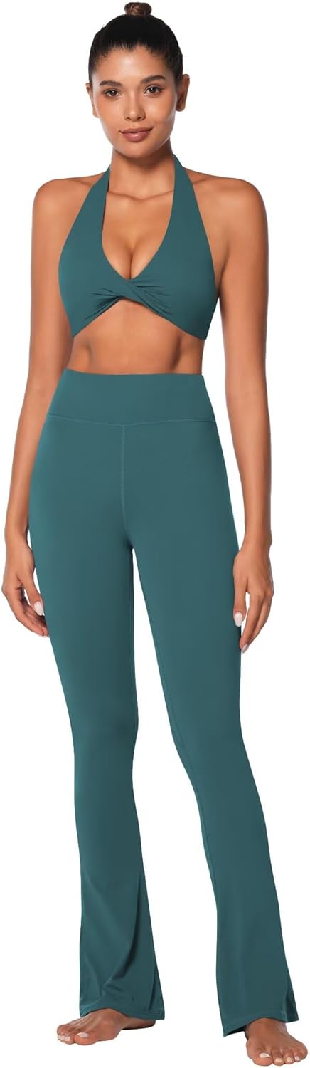 Sunzel Women's Halter Neck Sports Bra, Twist Front Yoga Crop Top with Removable Pads, Open Back V Neck Bra for Gym Workout - Image 3