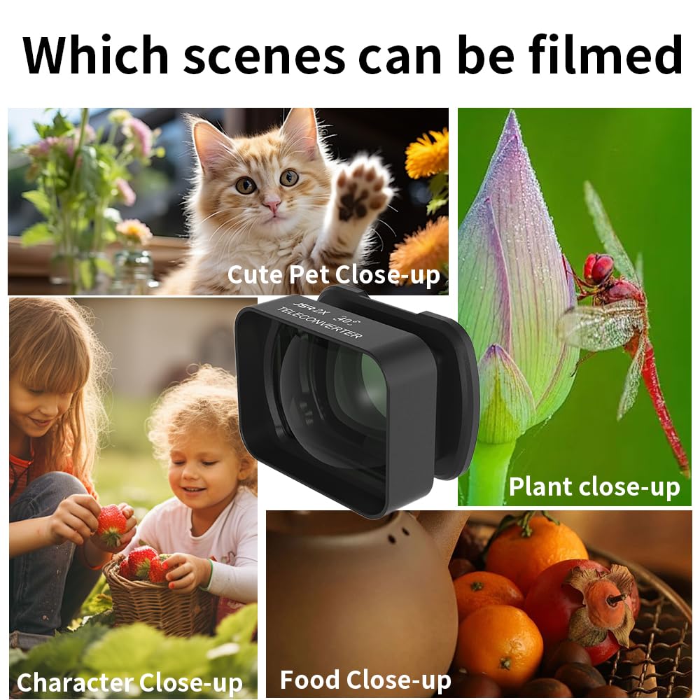 Témisme de Téléobjectif de Grossissement 2X pour la Caméra 3, 2X Zoom Lens, Photography à Longue Distance, Revêtement HD, Compatible avec 3