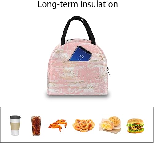 Miniatura 6 de Pink White Gold Lunch Tote Bag for Women Adult Men Grunge Insulated Lunch Box Small Leakproof Cute Lunchbox Cooler Bag Reusable Lunch Bag for Work