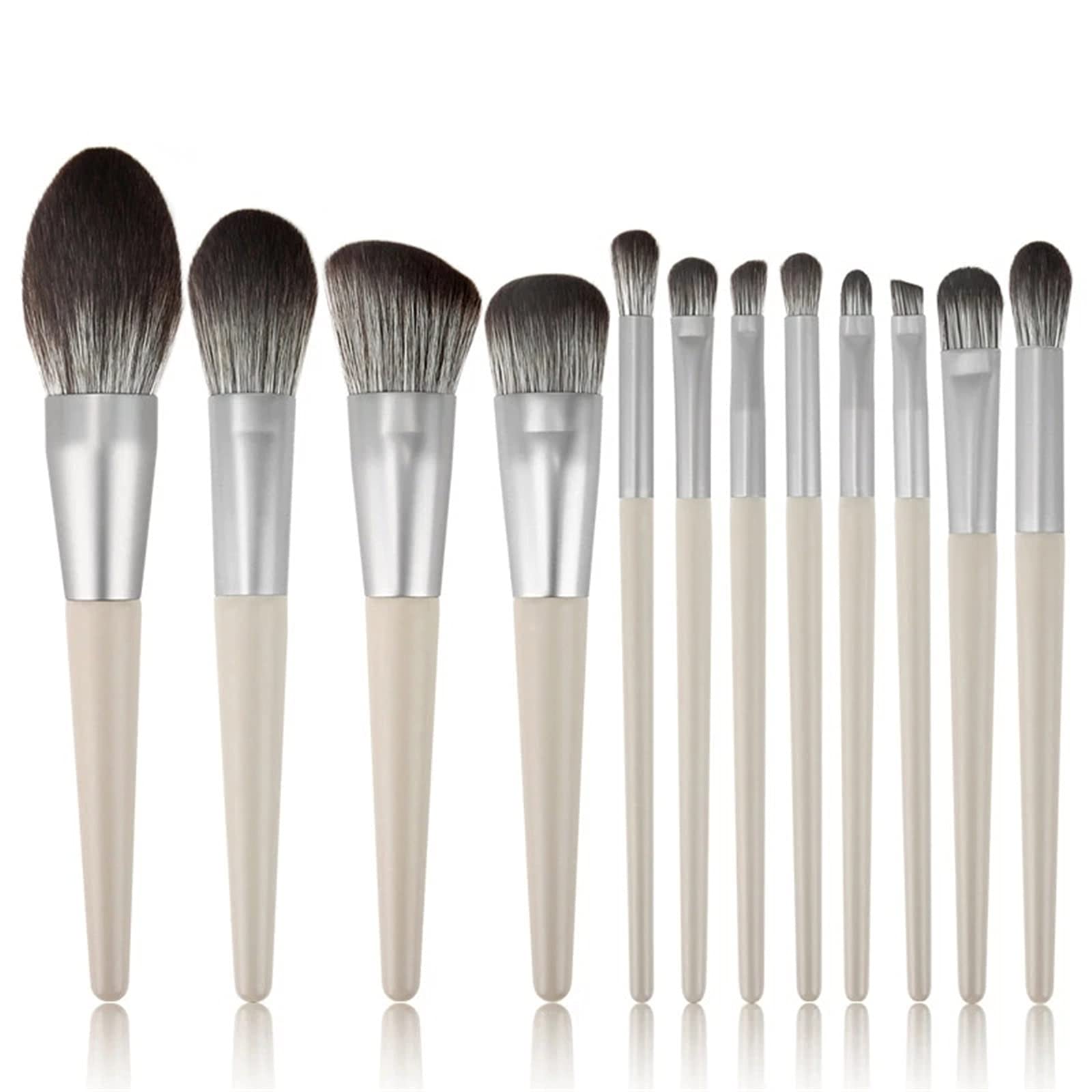 Make-up-Pinsel-Set 12 subgraue Holzgriff-Make-up-Bürsten, Make-up-Bürsten-Set Professional