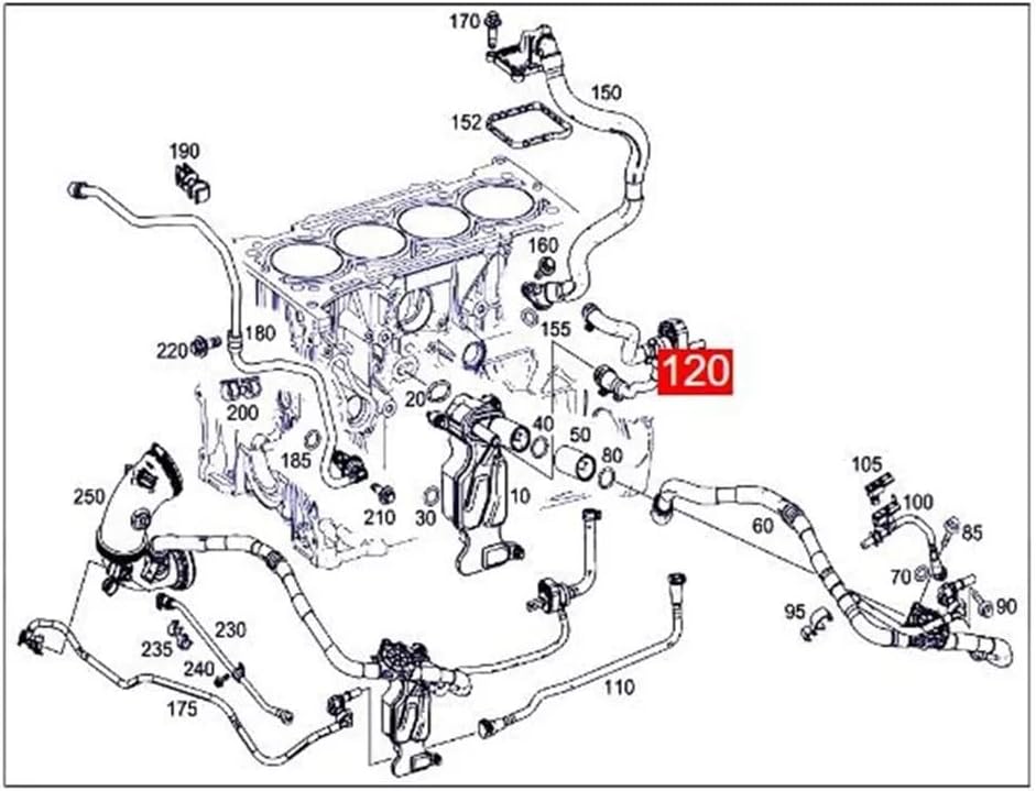 Engine Breathing Vent Line M274.920 for Mercedes Benz 2015-2019 C-class (W205), Popular