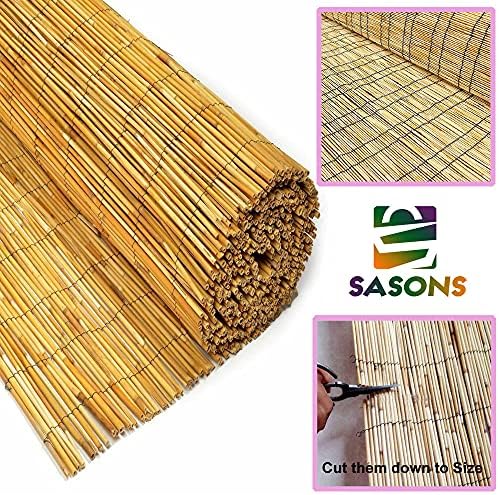SASONS® Quality Garden Natural Peeled Reed Fence Screen Roll Panel Best for Outdoor Privacy, Fencing Screening Wooden Fence Walls Sun/Wind Protection [ 1 x 4 meter ]