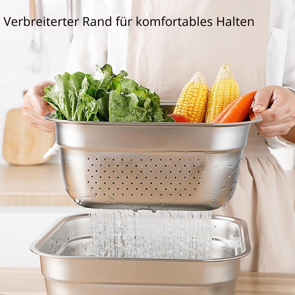 Edelstahl-Spülschüssel, Mehrzweck-Geschirrwanne für Waschbecken, großes rechteckiges Waschbecken, Geschirr-Waschschüsselkorb, großes Fassungsvermögen, Waschbecken mit gerolltem Rand, gebürstet für die