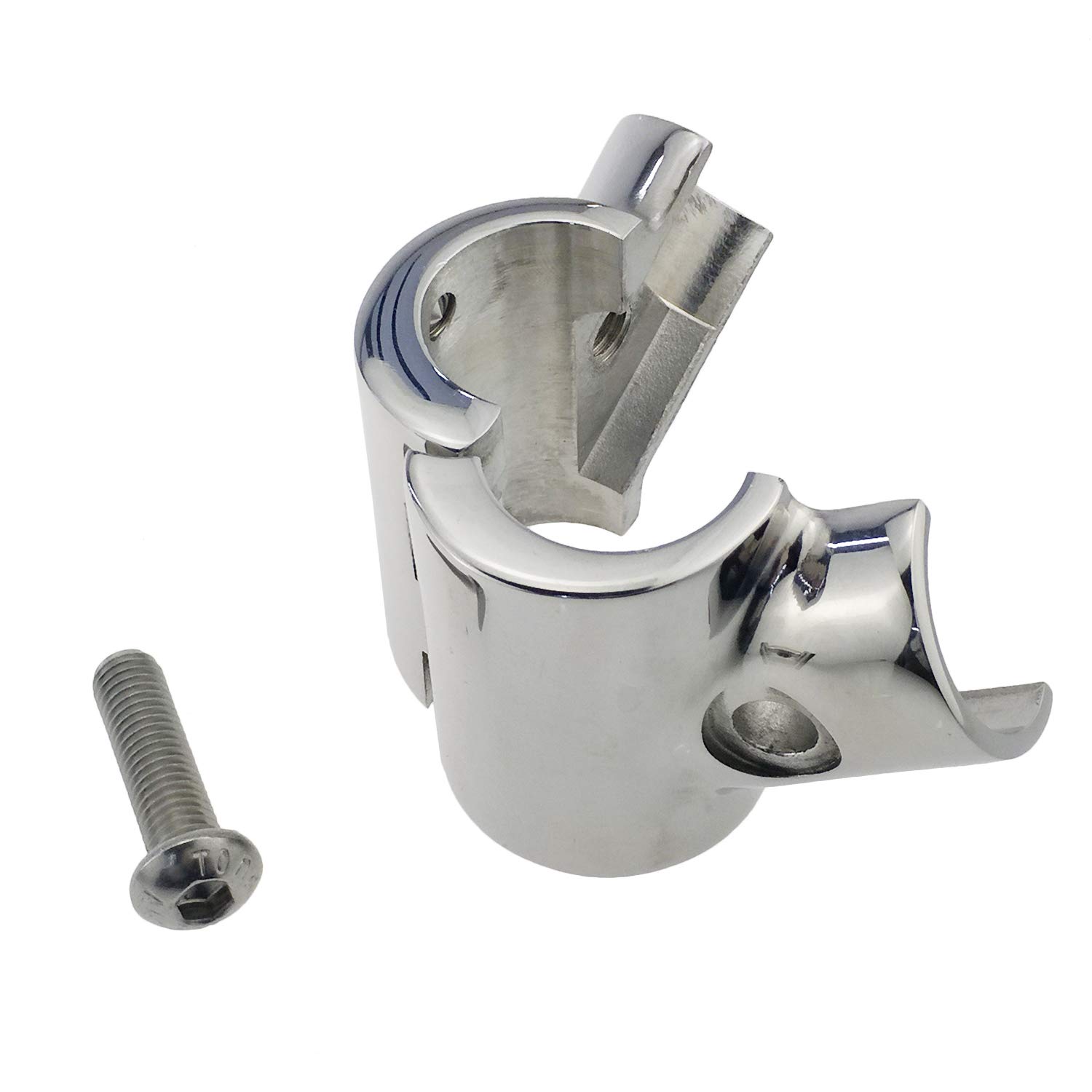 keehui Heavy Duty 316SS Boat Hand Rail Fitting- Polished 60 Degree T/Tee Hinged/Split Fitting 1" Tube