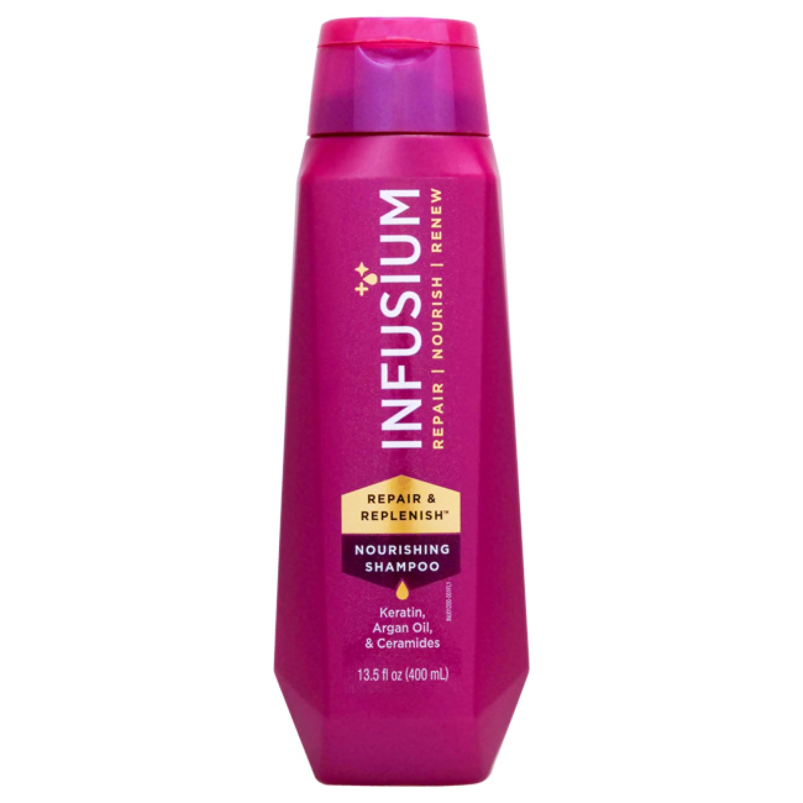 Infusium Repair and Replenish Nourishing Shampoo - Hydrating and Clarifying Shampoo for Build Up - Ceramides, Keratin, and Argan Oil - 13.5 oz
