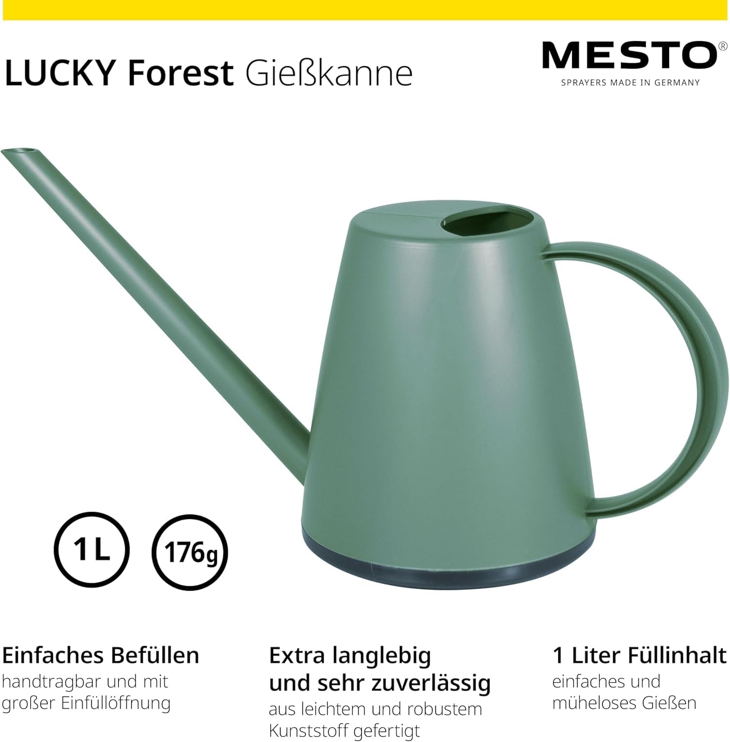 MESTO Konewka (konewka do kwiatów/konewka z tworzywa sztucznego, pojemność 1 l, kolor zielony) 3181DF