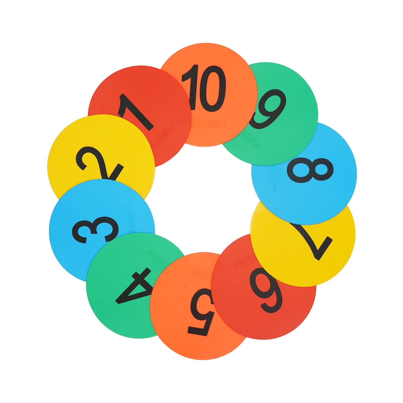 Eco Walker 6inch Numbered Spot Markers Flat Floor Spot Non-Slip TPE Material Waterproof for Field and Court Marking Fitness Agility Training Sports Games and Exercises (Multi)