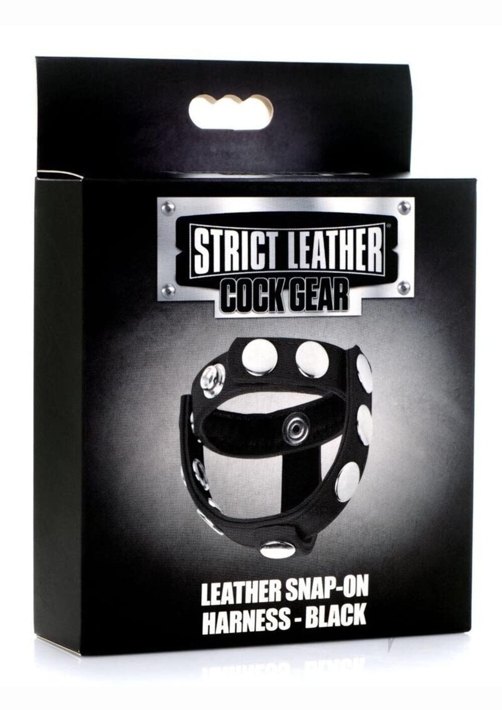 Strict Leather Cock Ring Black Studded Leather Snap-On Harness for Men or Couples, Harder Longer Erection Enhancer, Adjustable Cock & Ball Ring, Stay Hard Male Enhancement - Black