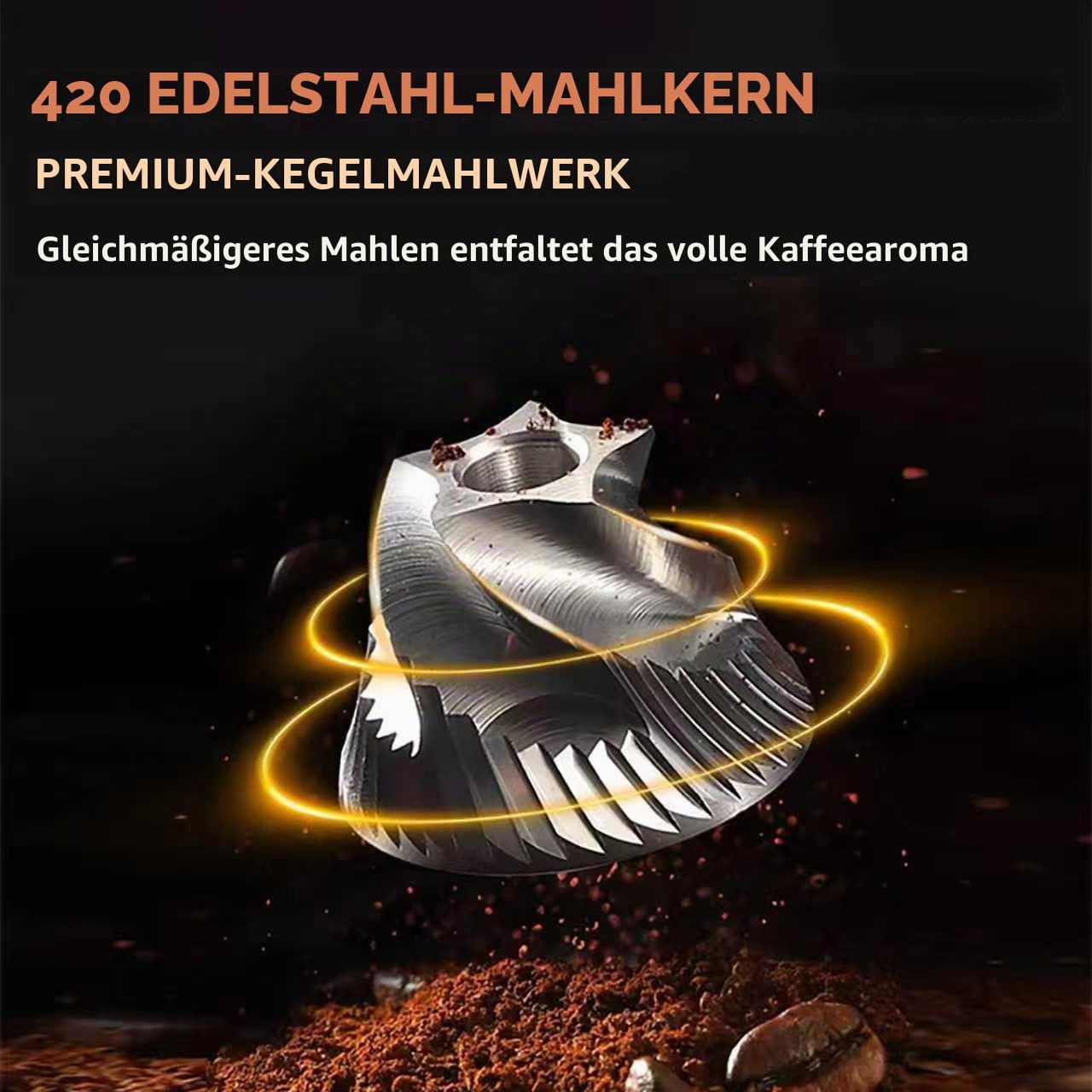 SIGBOT Elektrische Kaffeemühle Kegelmahlwerk - 38 Externe Mahlstufen, Wiederaufladbare Kaffeemühlen mit Edelstahlkern, Kompakte Kaffee-Mühle, Tragbar für Camping & Reise, Klein, 570g