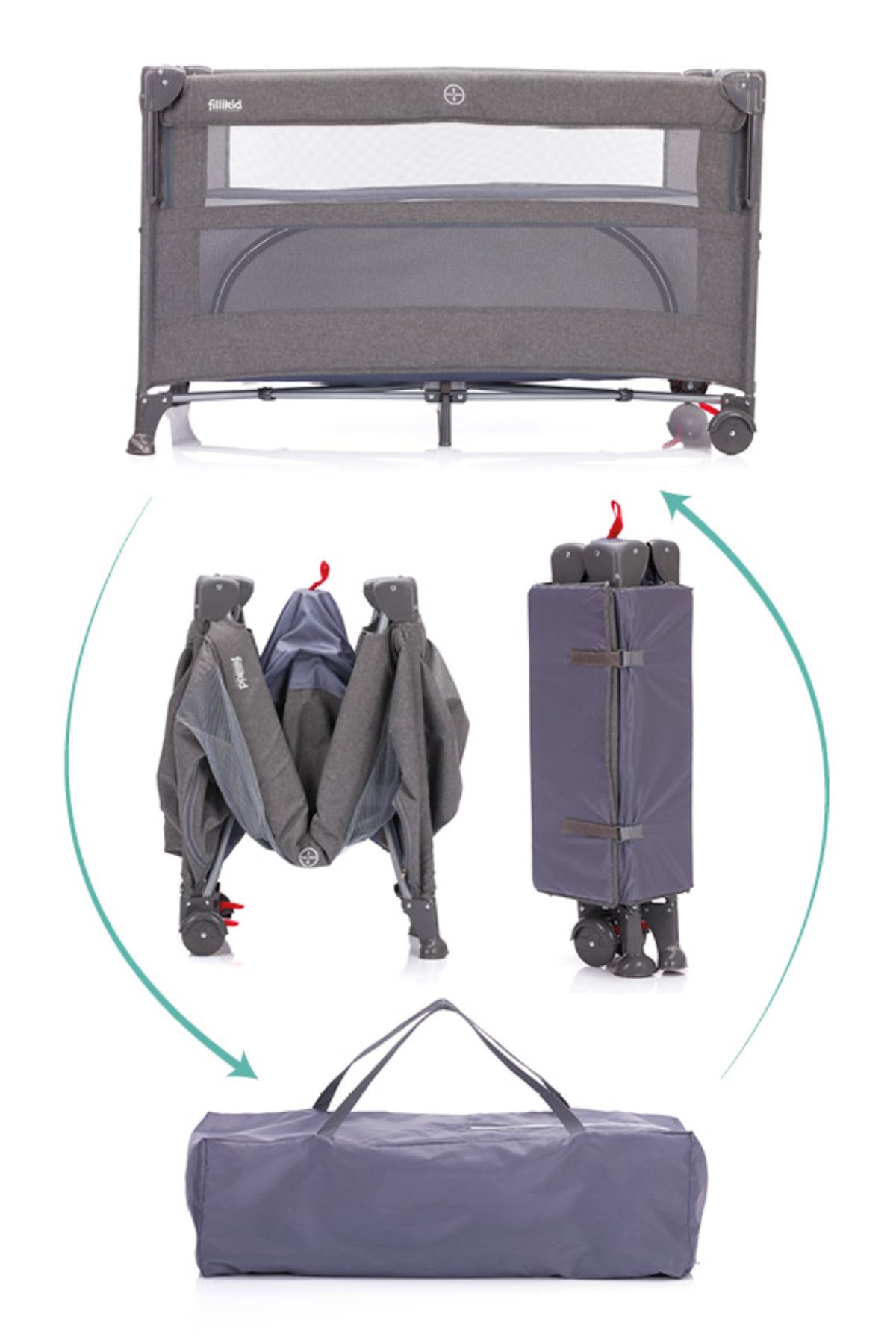 Fillikid Baby Reisebett Exklusiv Beistellbett von Geburt bis 15 kg