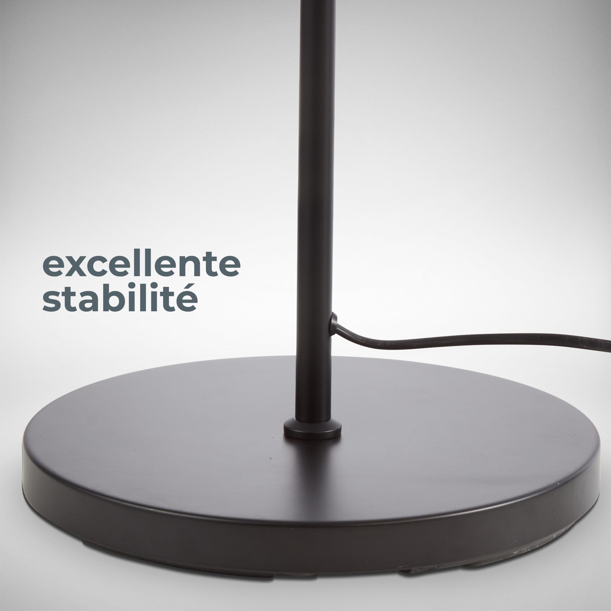 B.K.Licht lampadaire rétro pivotant I abat-jour en tissu noir et doré I pour une ampoule E27 I 30 cm I câble de 140 cm avec interrupteur à pied I livré sans ampoule