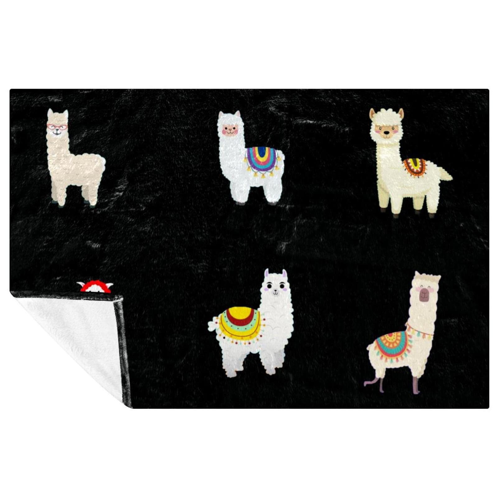 Couverture lama 150x100 cm douce et chaude pour lit et canapé
