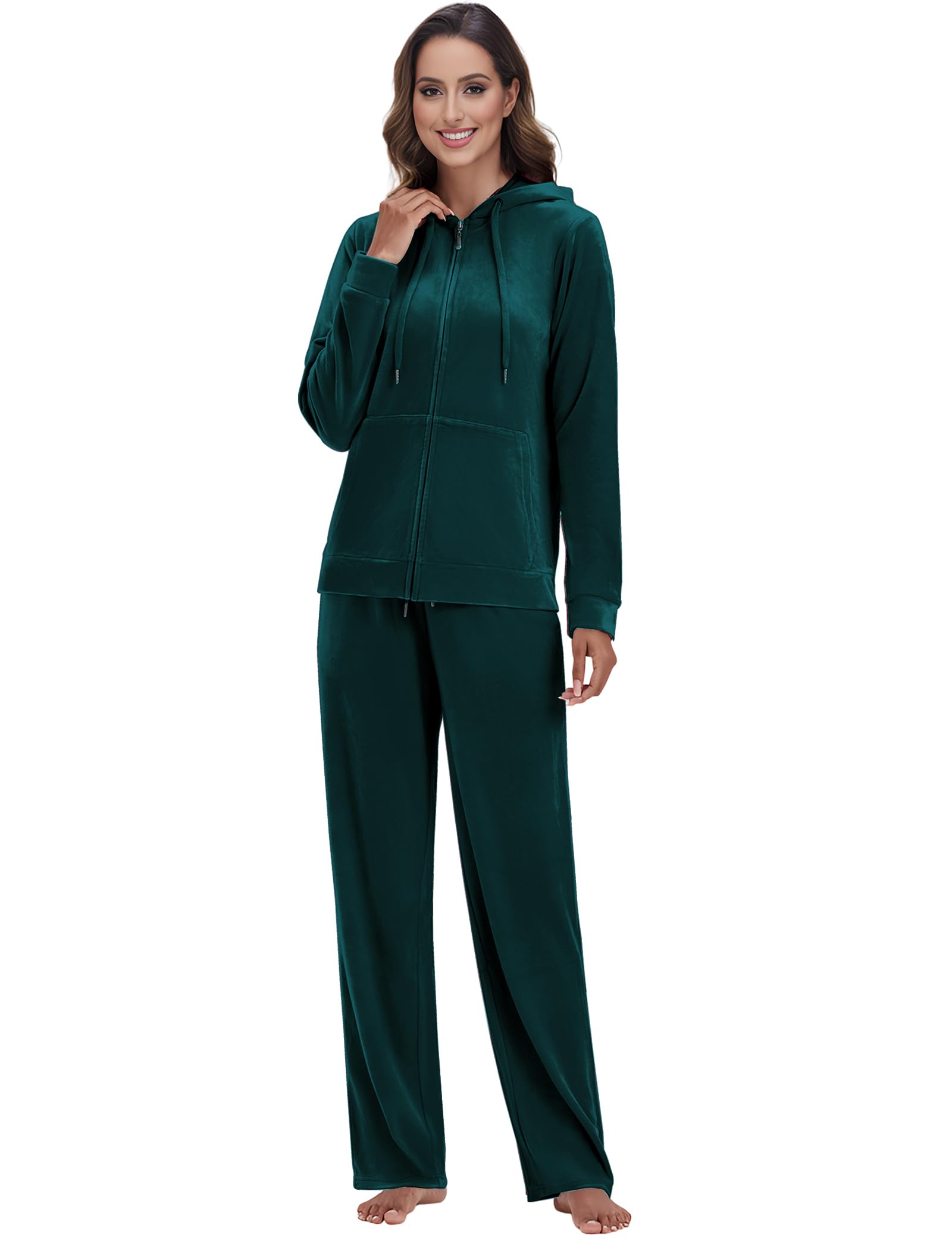 ROYAL MATRIX Women's Velour Tracksuit - 2 Pieces Velour Sweatsuits Velvet Track Suits Set Full Zip Hoodie & Sweatpants Sets
