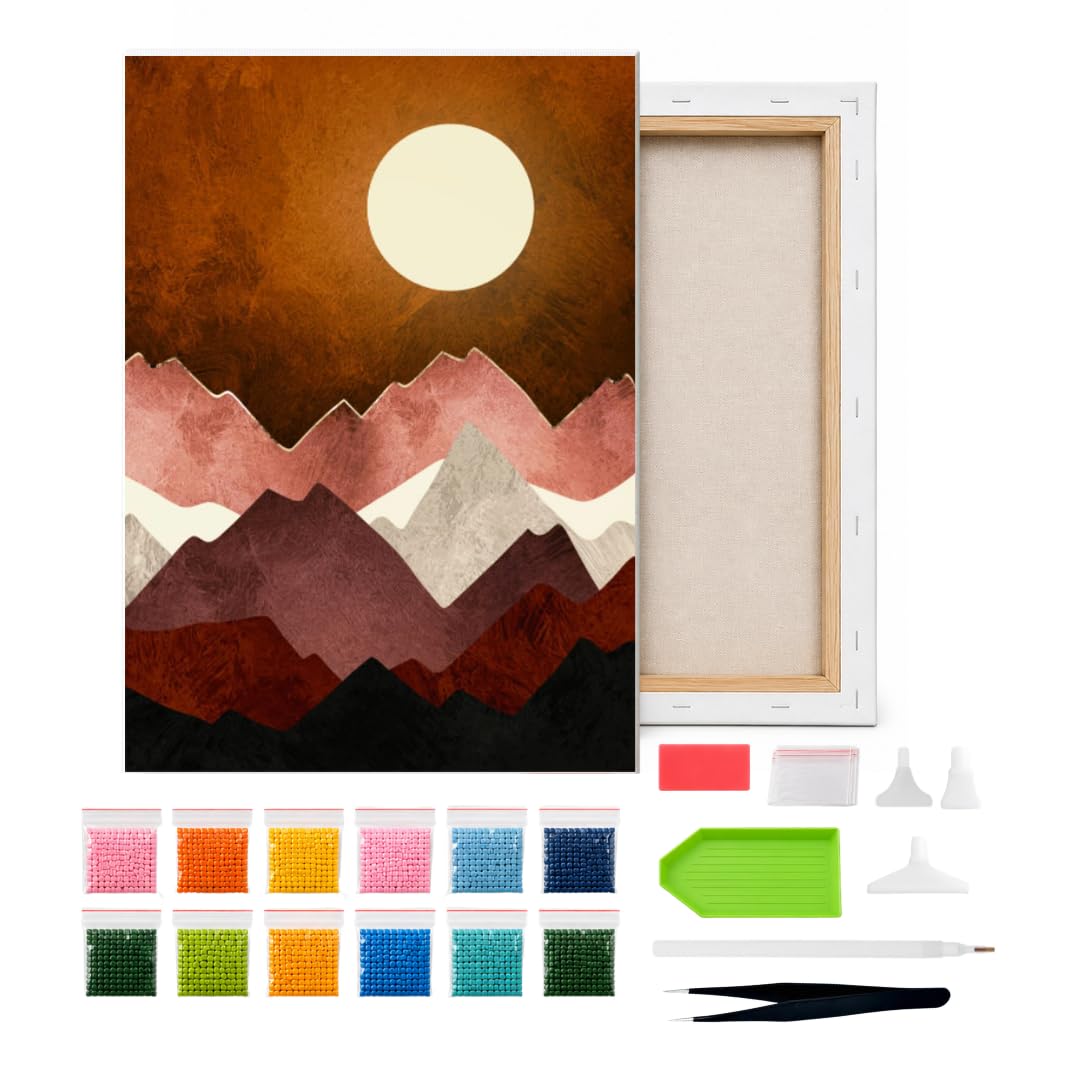 CRAFTMATE DIY Diamond Painting Art Kit – Framed Crystal Canvas Craft Kit for Adults & Kids | Sunset Mountains Diamond Art Kit | 20 x 30 cm-image-35