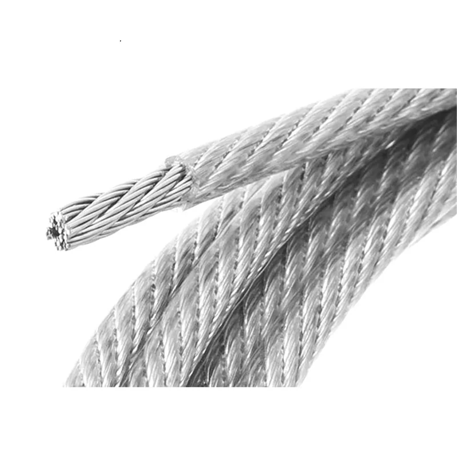 50/100,0 m Stahldrahtseil mit PVC-Beschichtung, flexibel, weich, transparent, Kabel, Beleuchtungsvorhangschnur, Aufhängeseile(50.0M)