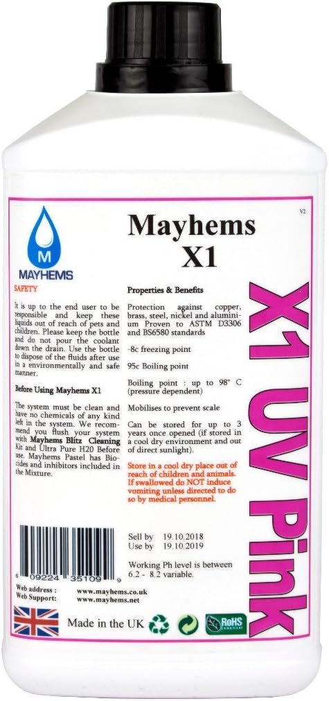 Mayhems X1 UV Pink Premixed Watercooling Fluid 1L
