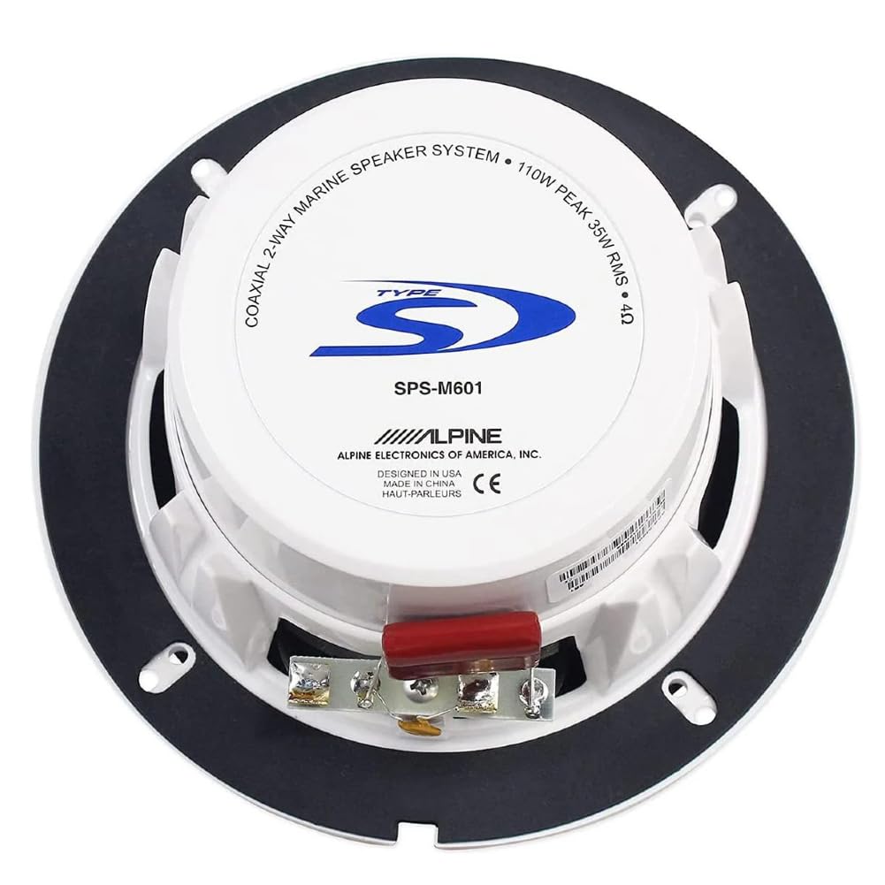 KIT SET PER ALPINE SPS-M601 2 altoparlanti coassiali a 2 vie marini, da 16,5 cm 165 mm 6,5" impermeabili water proof 35 watt rms 110 watt max 4 ohm, piscina barca mare, a coppia + accessori omaggio