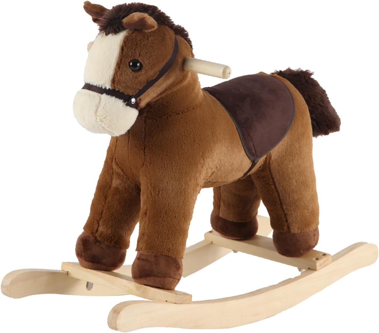 Rocking Horse, Dark Brown Horse Rocker for Toddlers 18M+, Plush Ride on Horse Toy with Realistic Sound,Soft Stuffed Filling, CPC Certified Chestnut, Dark Brown Pony