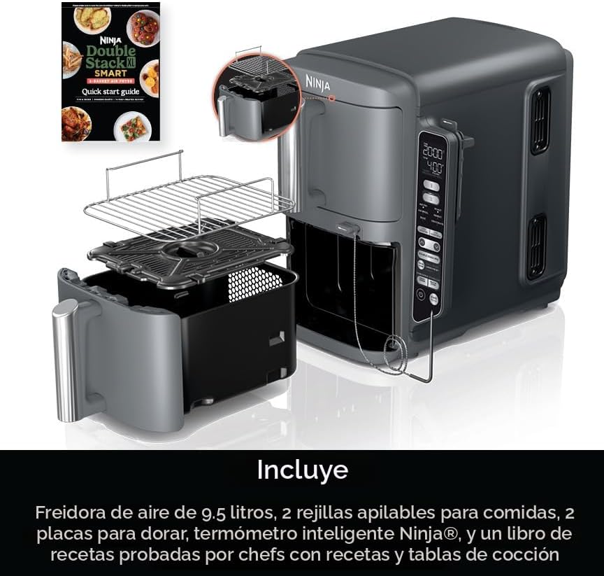 Miniatura 17 de Ninja Freidora de Aire Inteligente DoubleStack XL de 2 Cestas, Sistema de Cocción Inteligente, Tecnología DoubleStack Cocina 4 Alimentos a la Vez,