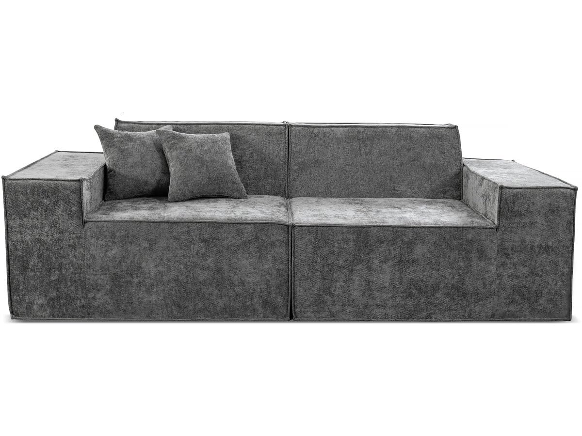 Habitat et Jardin Canapé Droit modulable en Tissu texturé Lusso - 3 Places - Gris