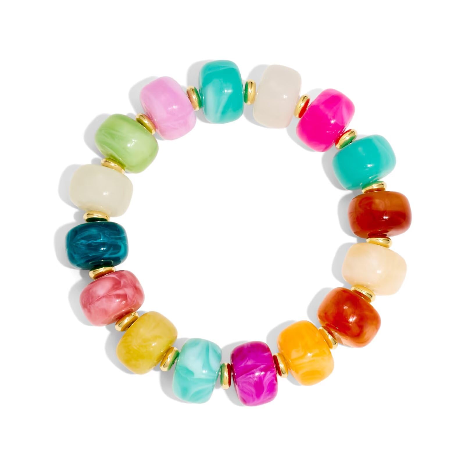 Bead Bracelet for Women Vibrant Color Resin Beads Bracelets Elastic Stretch Chunky Bracelet Boho Summer Beach Vacation Jewelry