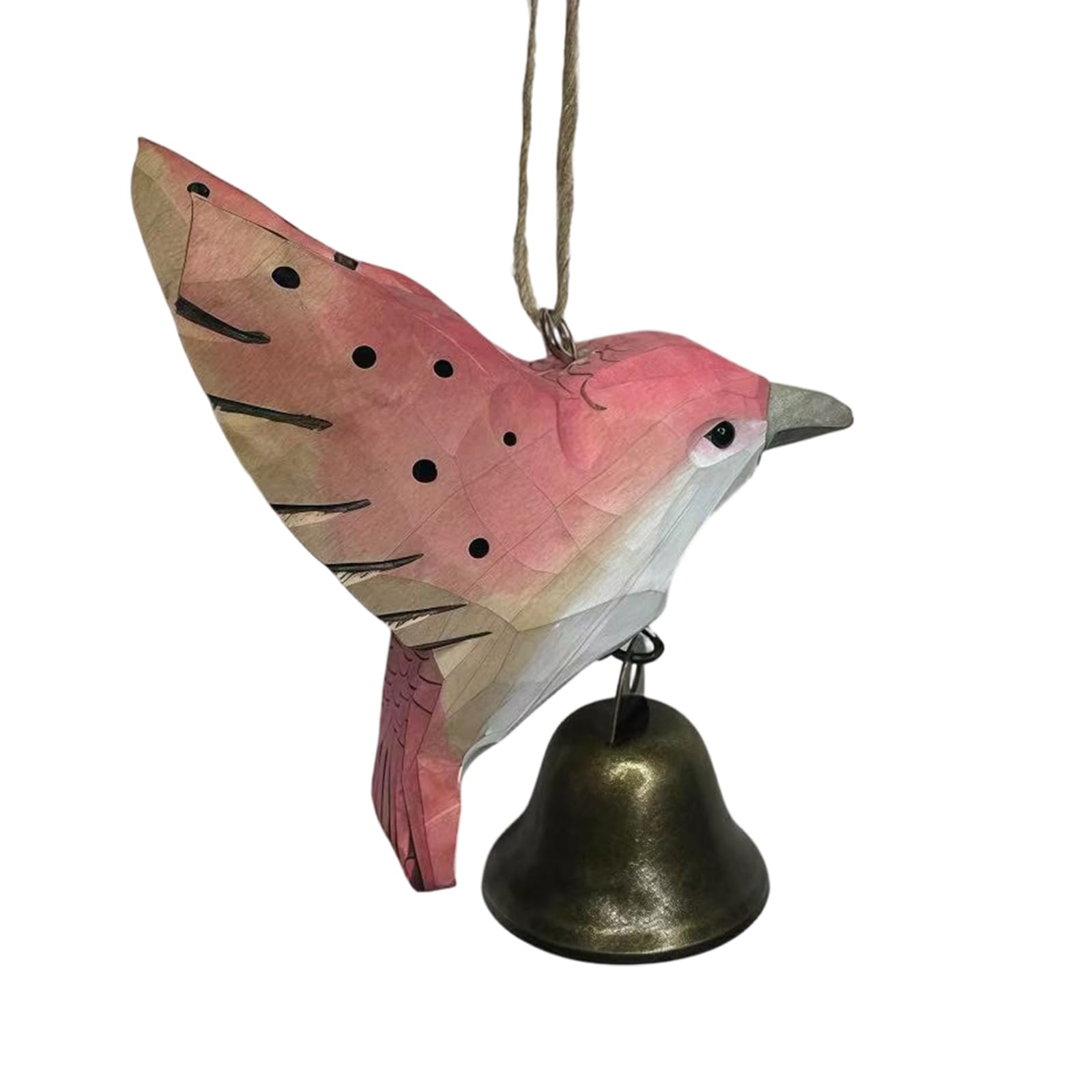 Hand Carved Wood Hummingbird Wind Chimes Pendants Wood Flying Bird Sculpture with Soothings Sound Farmhouses Home Decors Animal Sculptures Home Decors