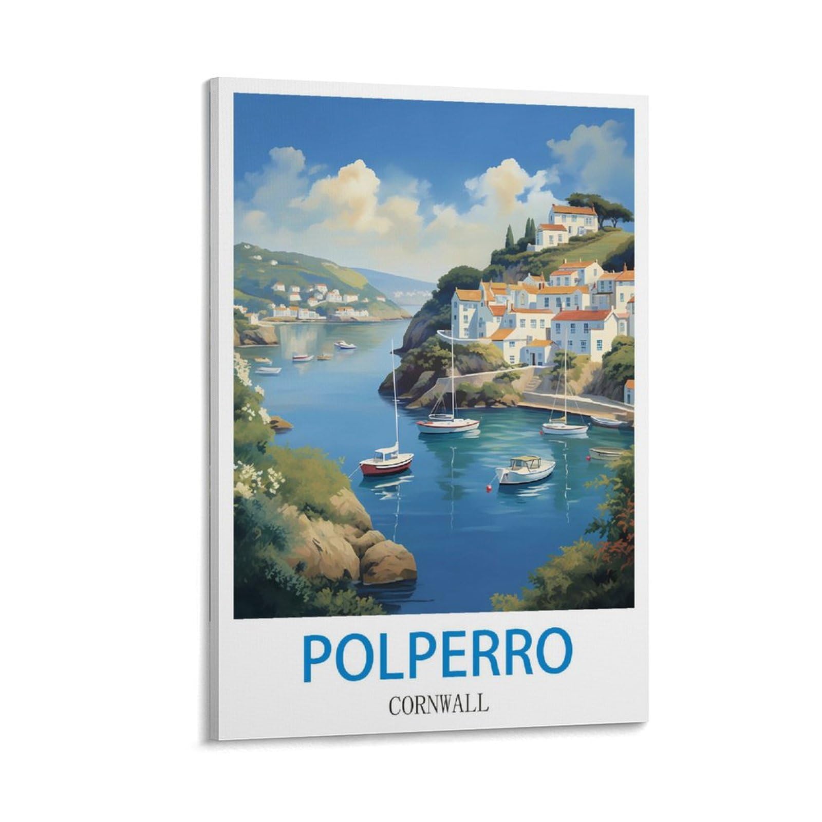Zhilijing Frame-Style Polperro Cornwall Vintage Travel Posters 12X18inch(30X45cm) Decorative Painting Canvas Wall Posters And Art Picture Print Modern Family Bedroom Decor Posters
