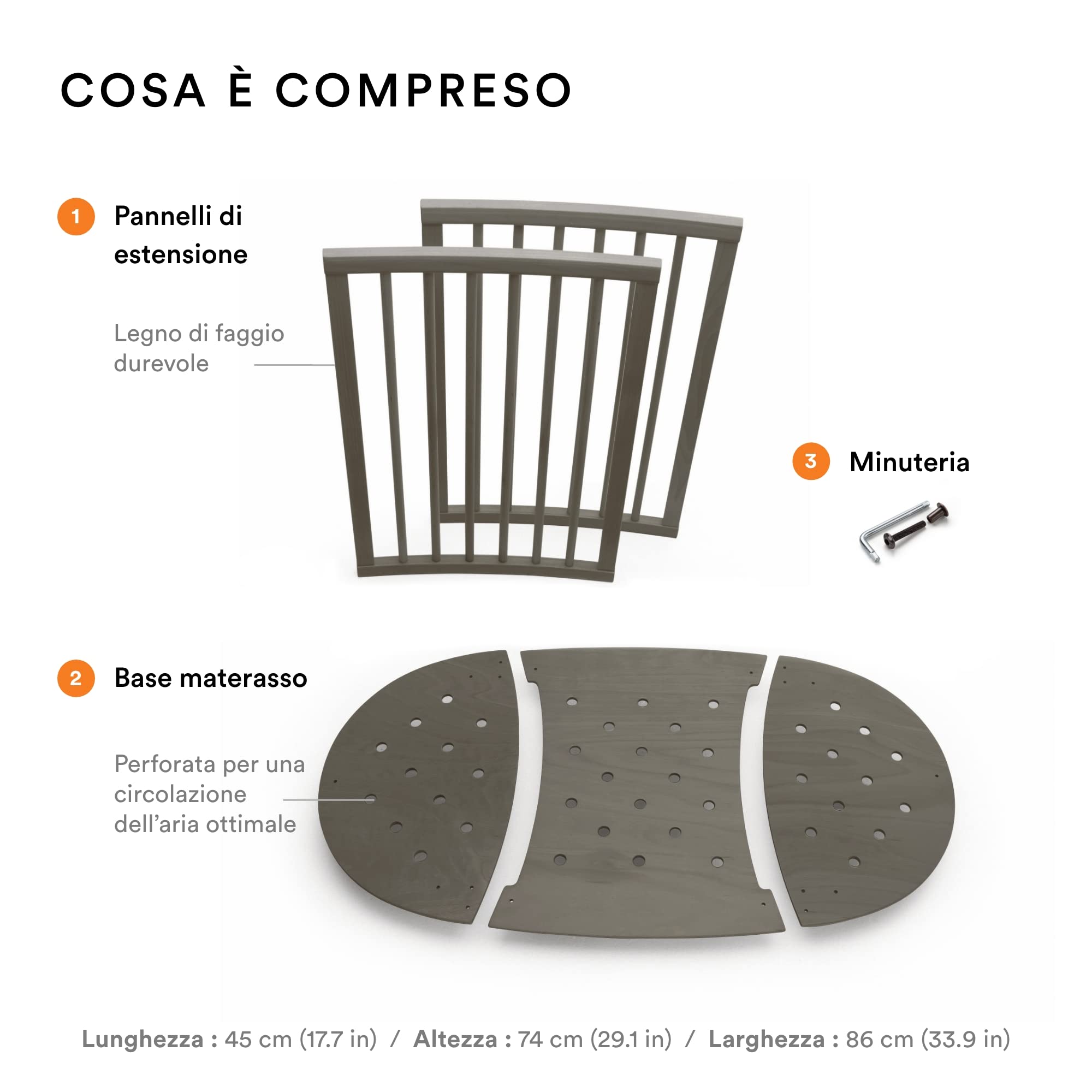 Stokke Sleepi - Estensione per letto matrimoniale, grigio nebbia, trasforma la culla Sleepi in un letto Sleepi - per bambini fino a 3 anni - Materasso venduto separatamente, estendi il letto a 141 cm
