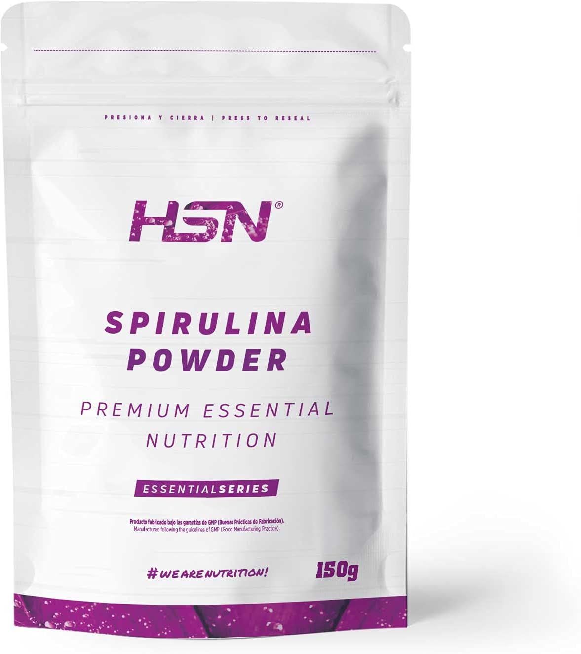 Espirulina en Polvo - Arthrospira Platensis - de HSN | 150 g = 30 Tomas por Envase 100% Pura Spirulina a partir de Algas con Alto contenido en Clorofila | No-GMO, Vegano, Sin Gluten