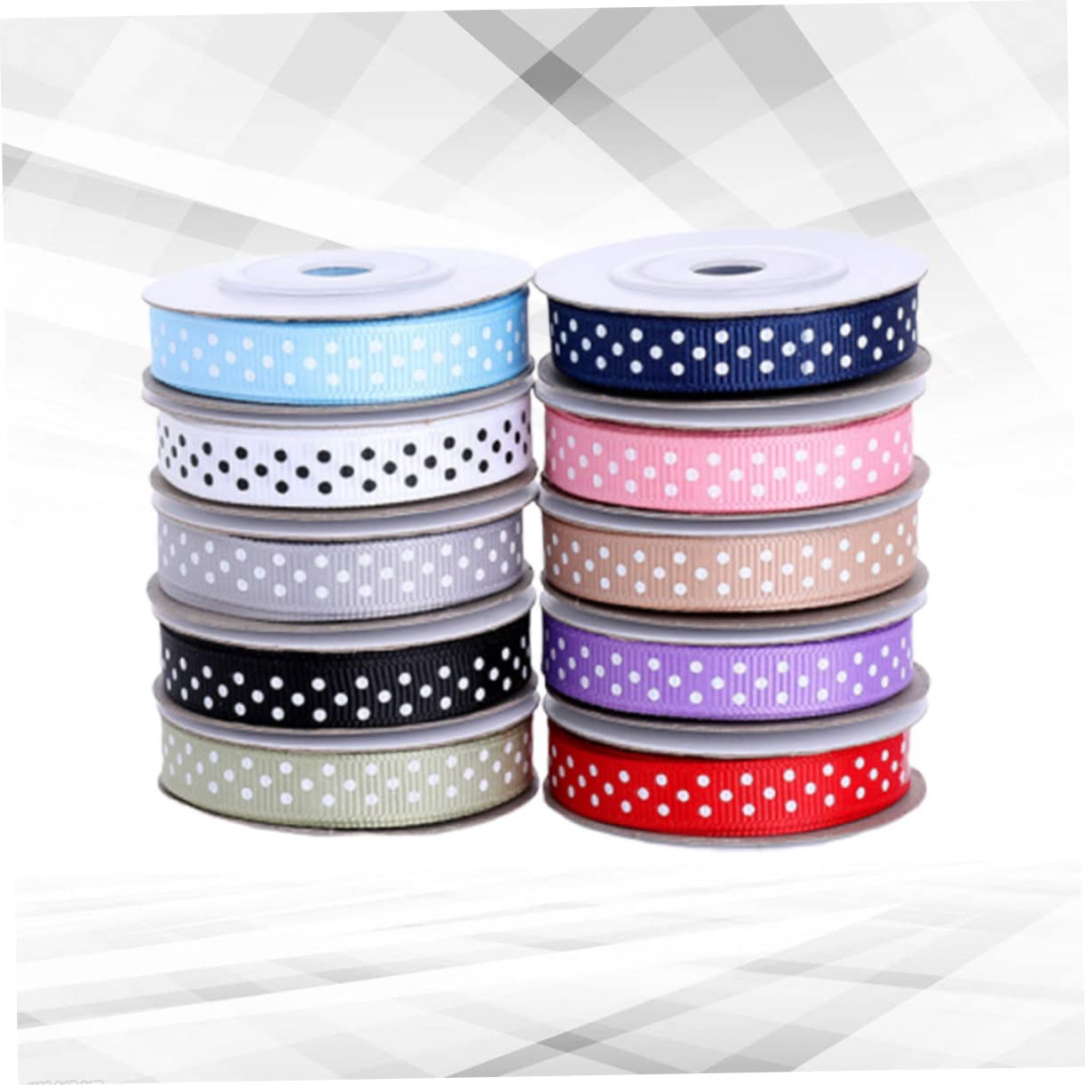 STOBOK 20rollos Cinta De Ribete Patrón De Puntos De Yardas Ribbons De Embalaje Para Manualidades y Decoraciones Festivas Mezcla De