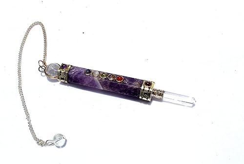 Miniatura 3 de Jet Energized Amethyst Chakra Wand Pendulum Genuine Healing Reiki Chakra Free Booklet Jet International Crystal Therapy