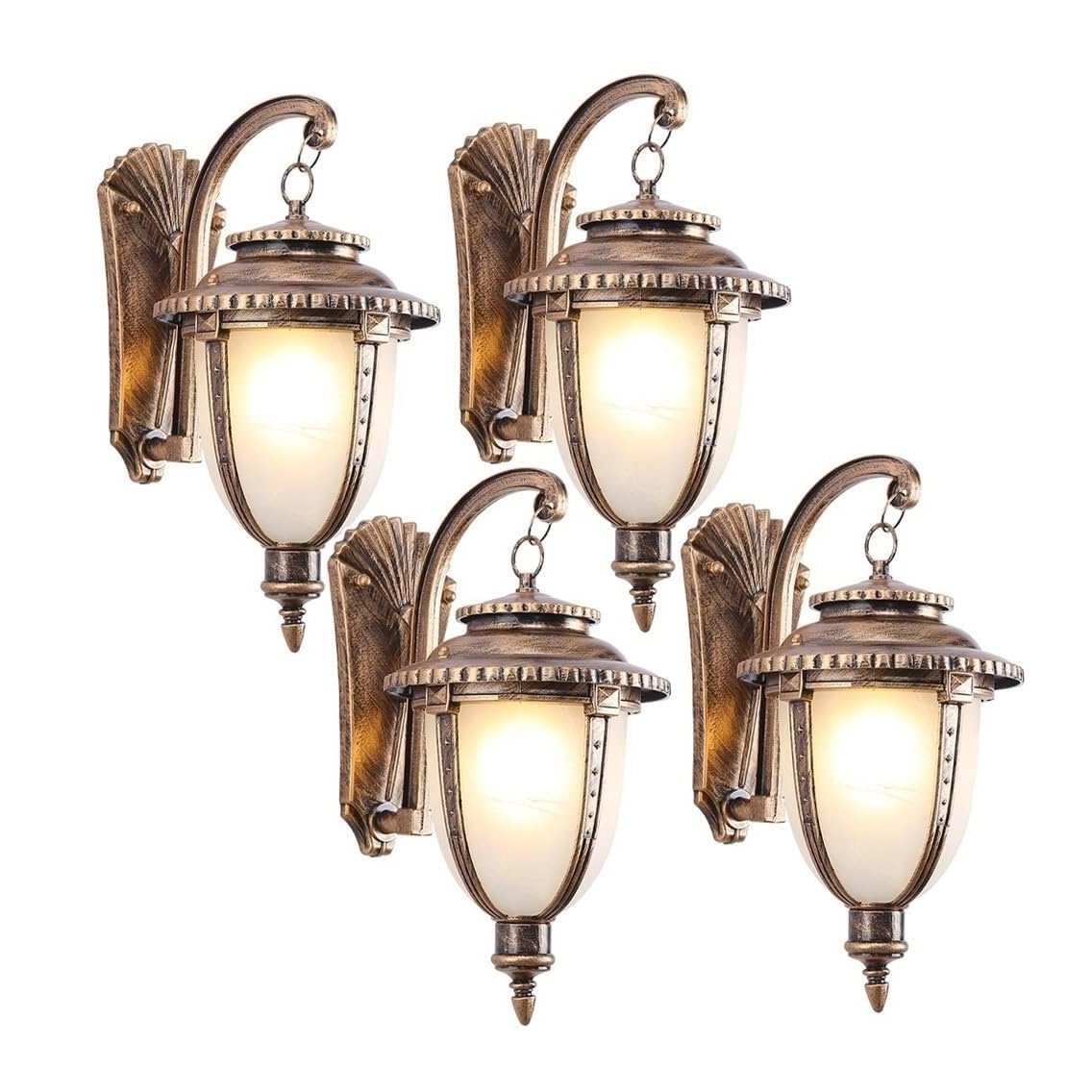 CVdrtyED Outdoor Wall Lights Waterproof Outdoor Wall Lights Aluminium Sconce E27 Glass Lantern Garden Mounted Lamp for Patio Balcony Durable Porch(Bronze,4 Pack)