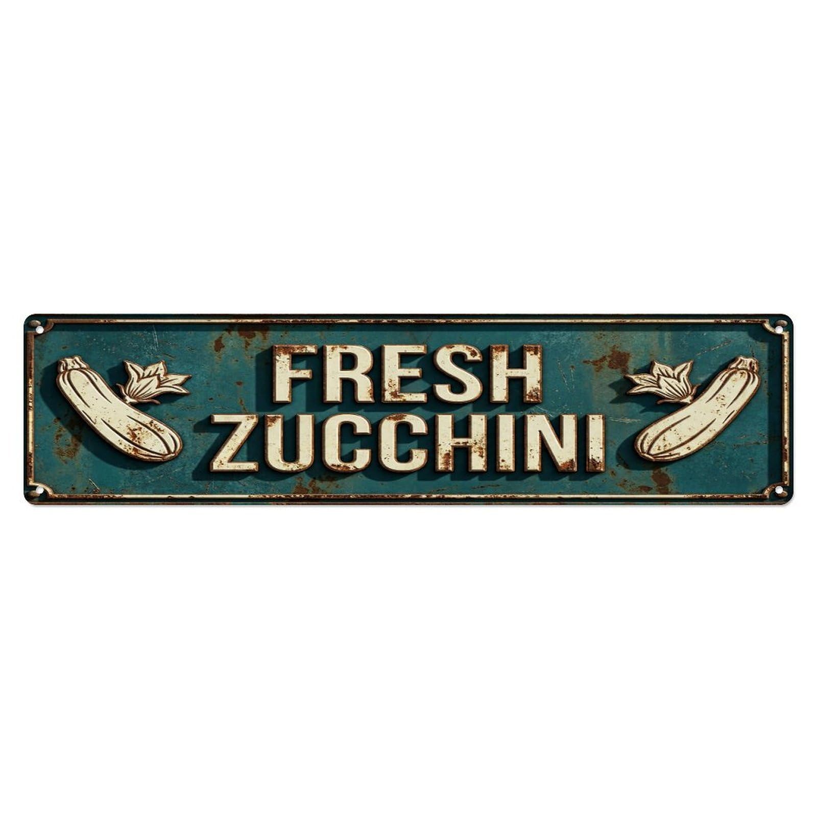 FRESH ZUCCHINI Vintage Squash Rustic Farmhouse Metal Tin Sign